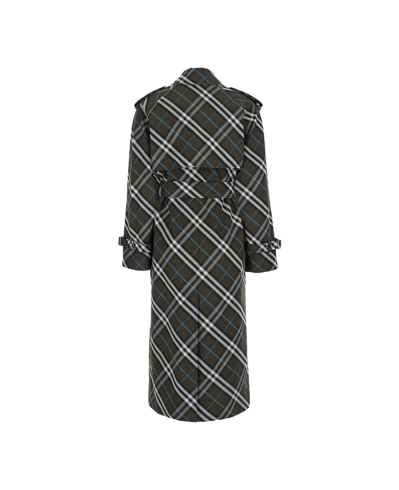 Burberry Brown Oversized Double-breasted Trench Coat With Check Motif In Twill Woman - Grey