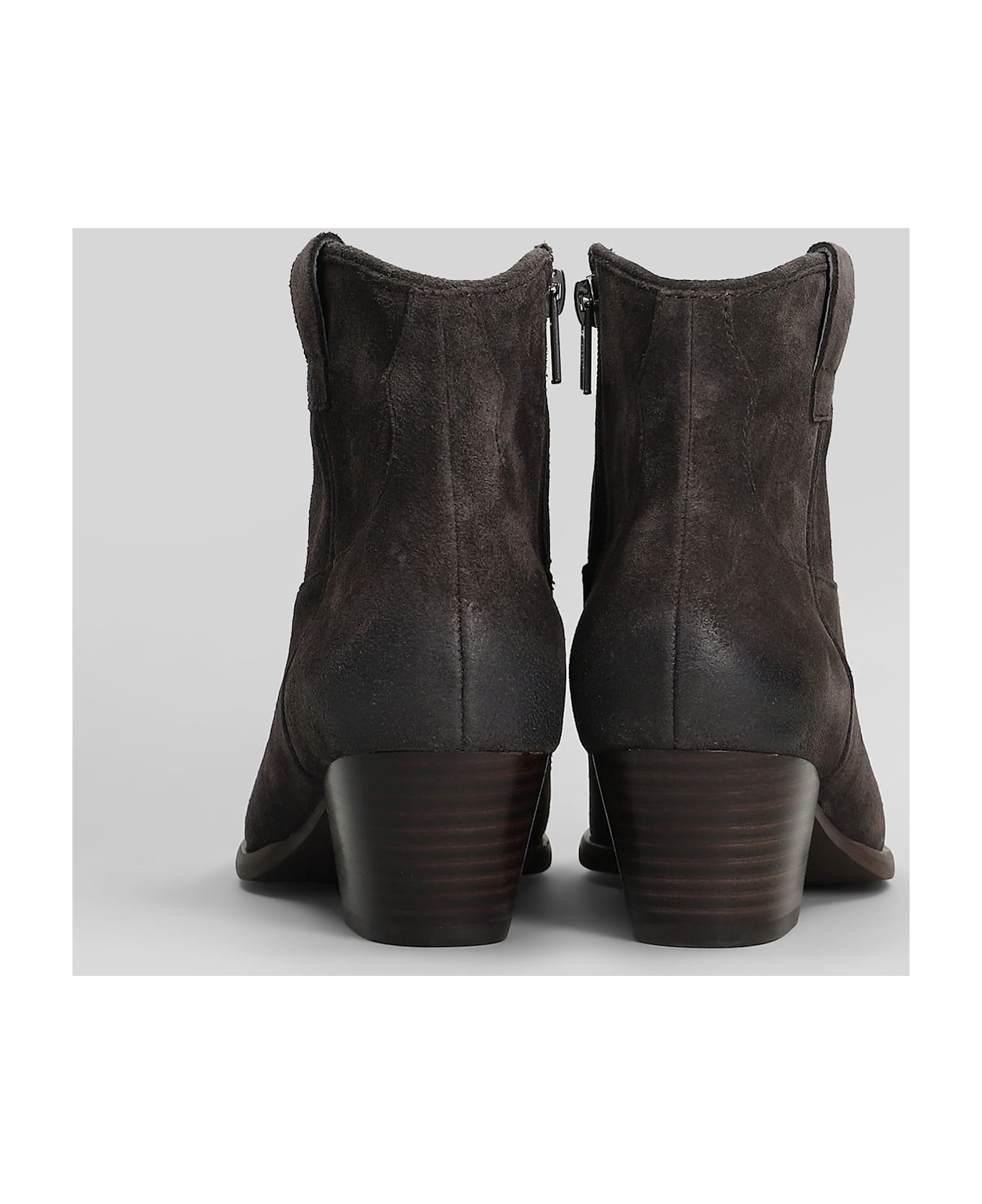Ash Fame Texan Ankle Boots In Brown Suede - brown