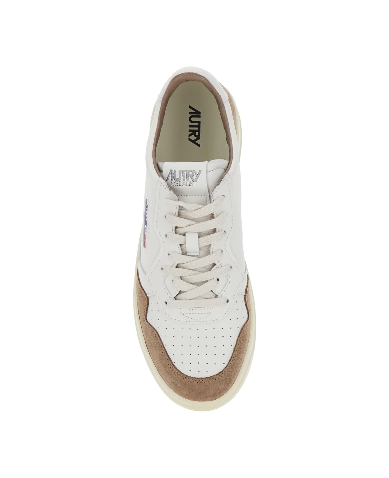 Autry 'medalist Low' White Low Top Sneakers With Side Logo Detail In Leather Man - White