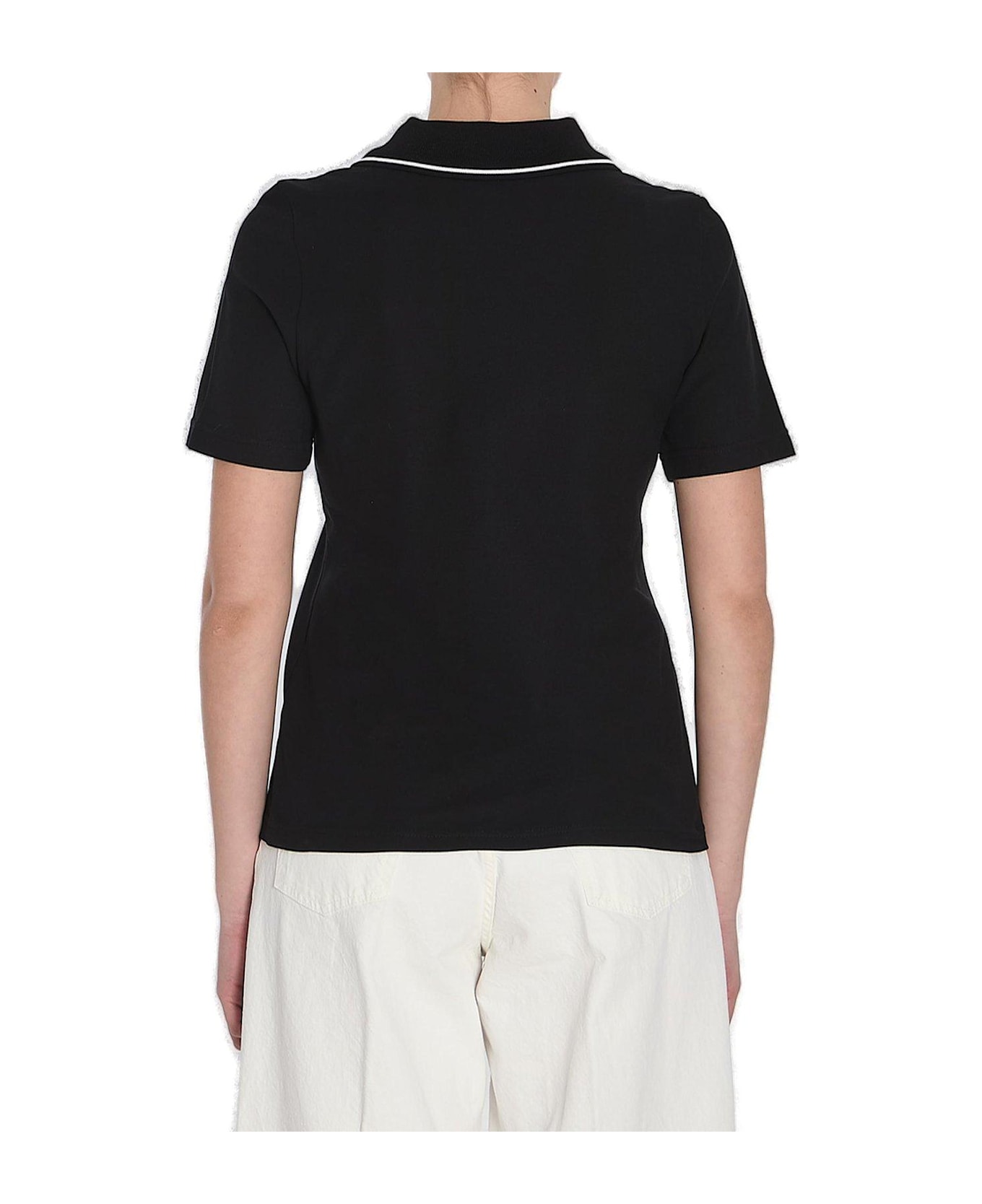 Moncler Logo Patch Piquet Polo Shirt - Black