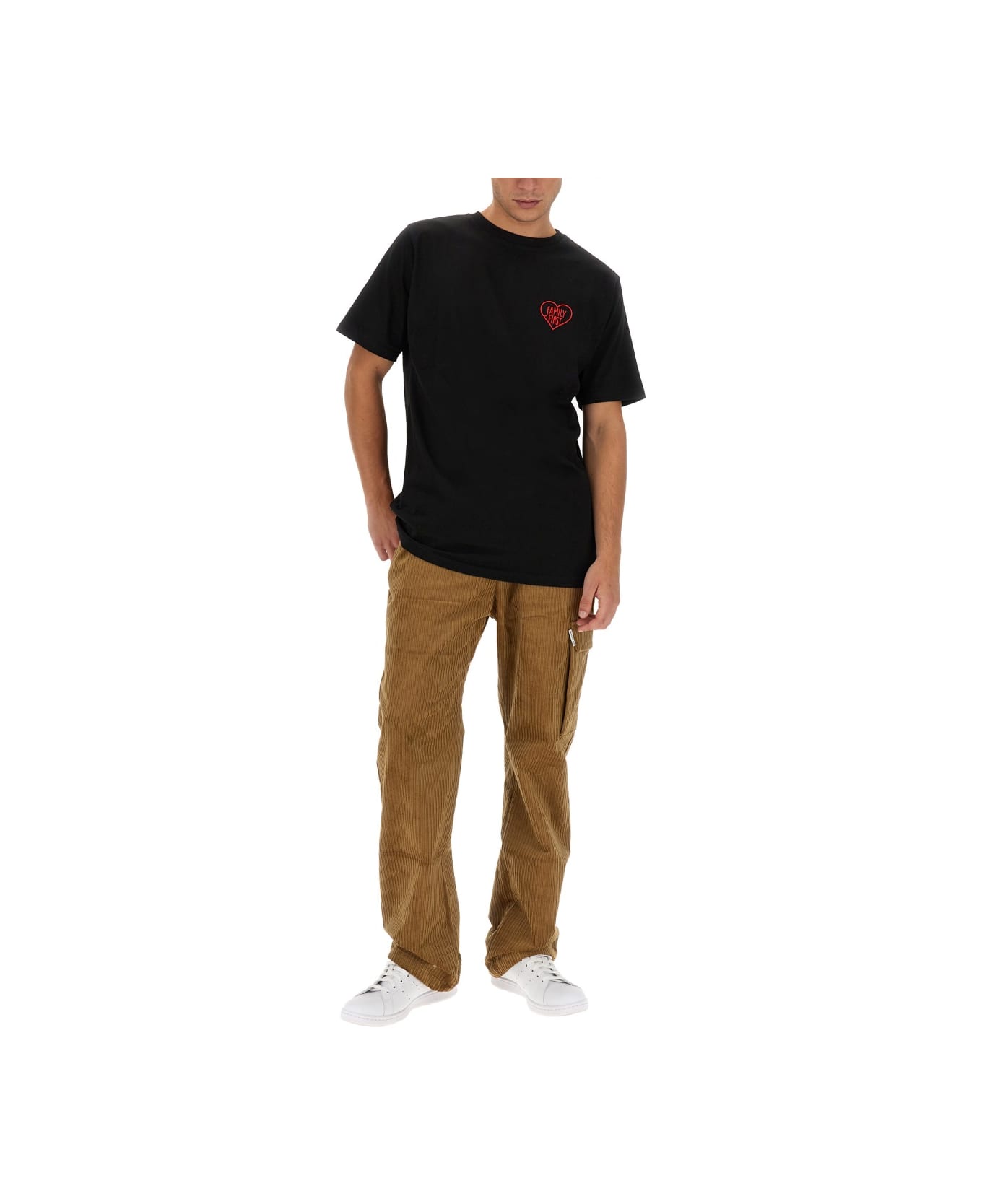 Family First Milano T-shirt With Logo - BLACK