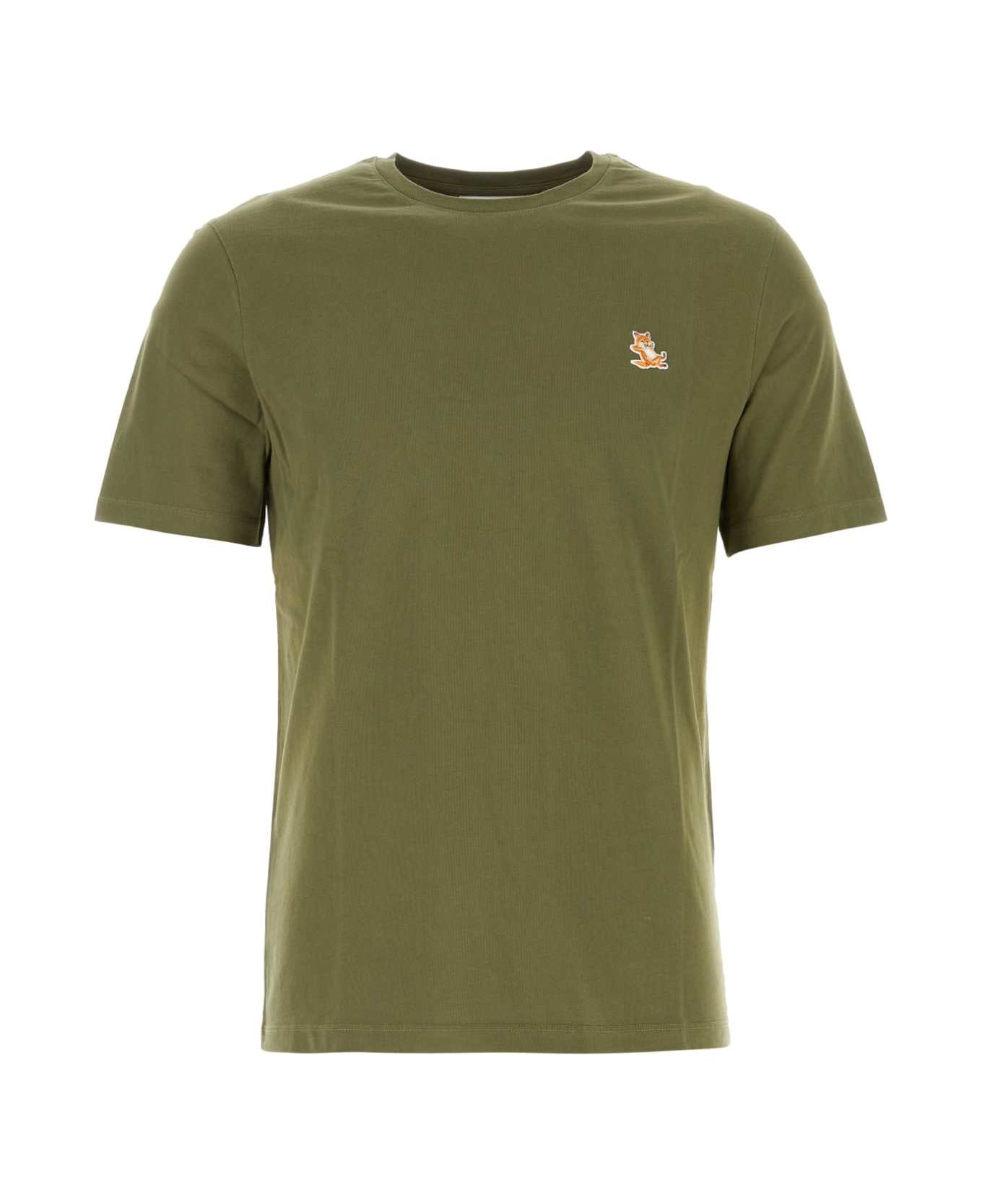 Maison Kitsuné Army Green Cotton T-shirt - MILITARYGREEN