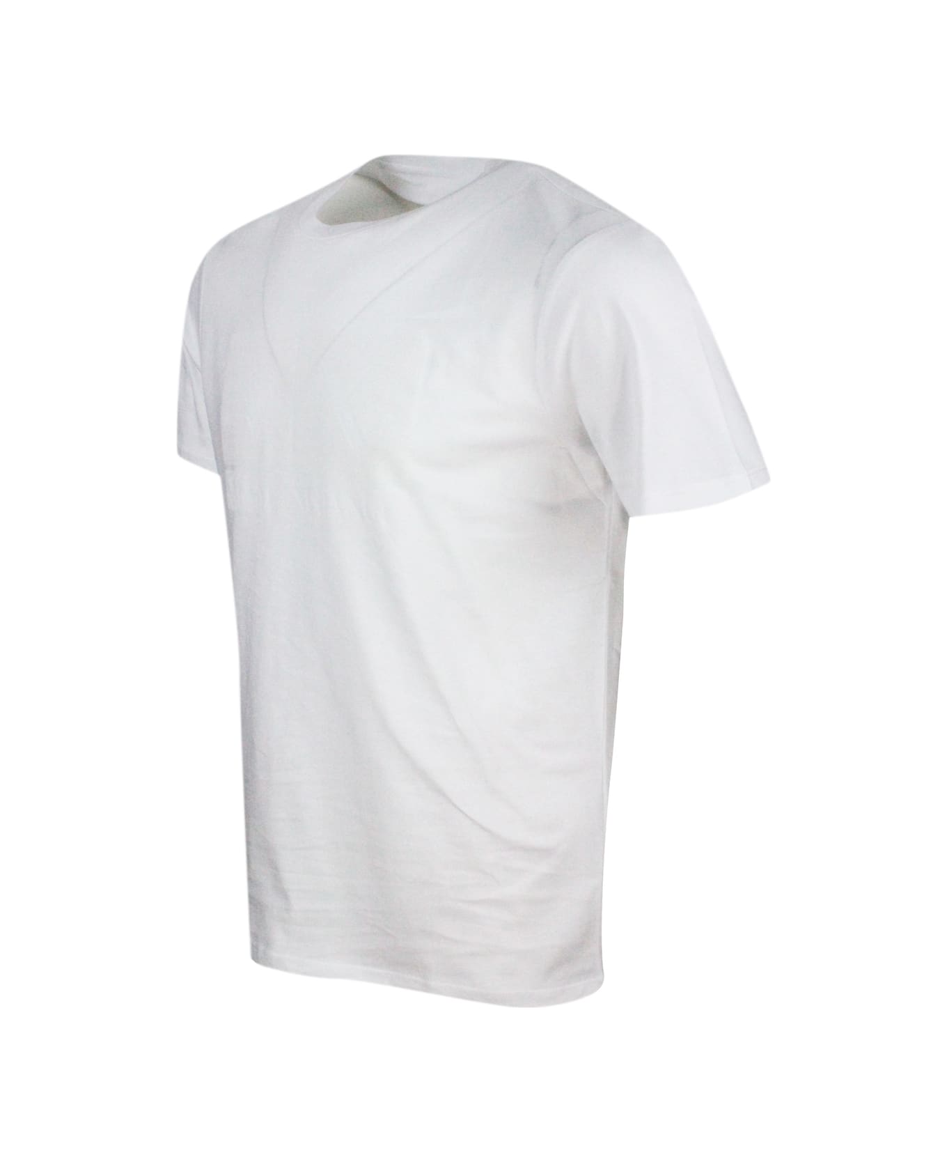 Armani Collezioni Short-sleeved Crew-neck T-shirt With Three-dimensional Logo On The Chest - White シャツ