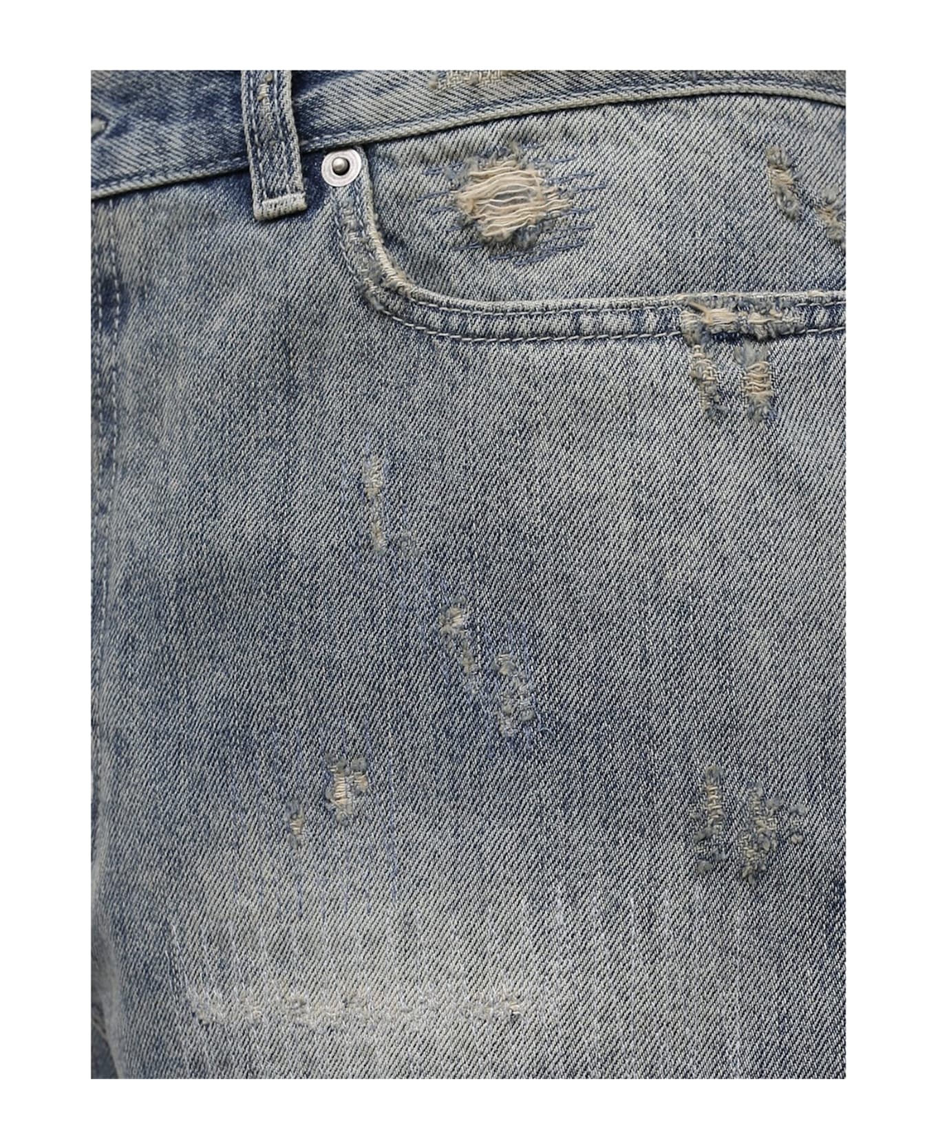 Saint Laurent Denim Destroyed California Shorts - Blue