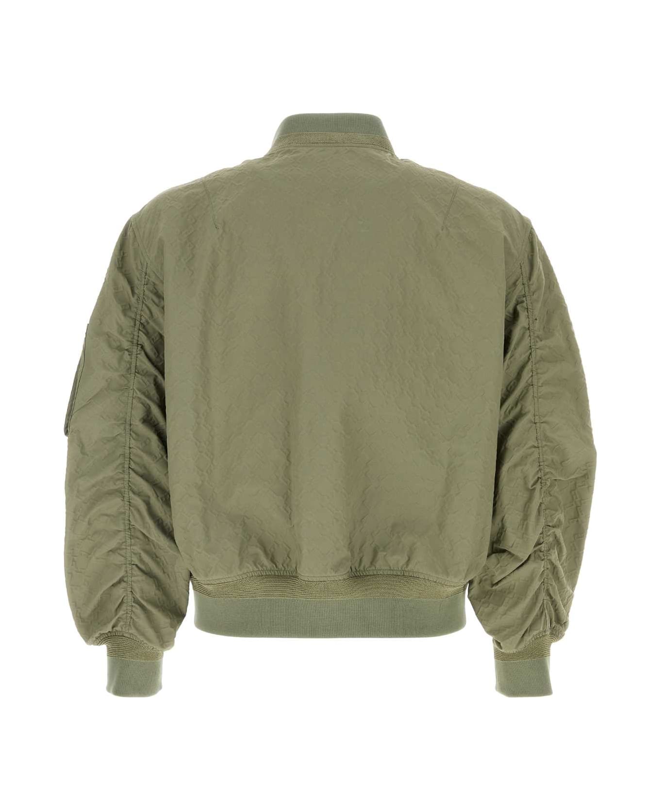 Sage Green Tech Fabric Bomber Jacket