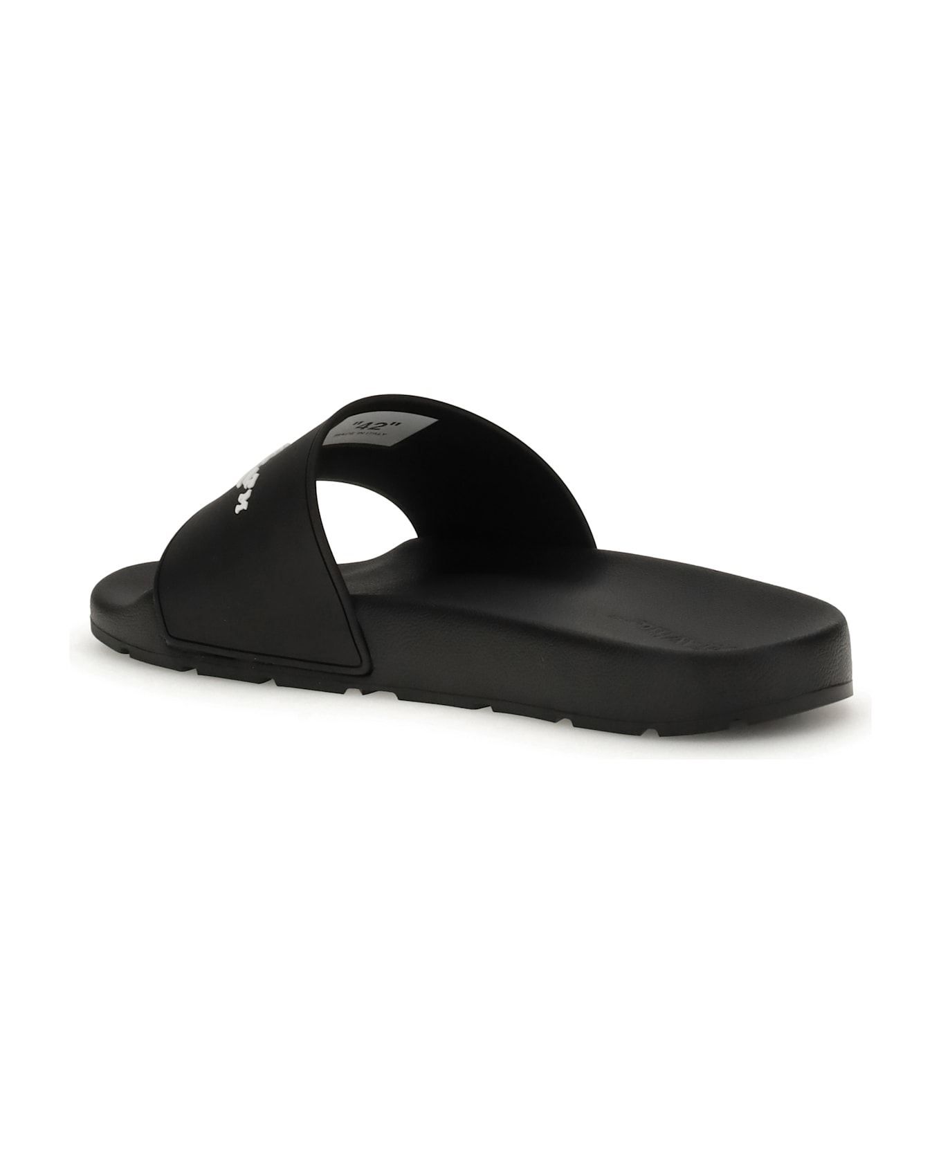Off-White Black Slides With Bookish Logo