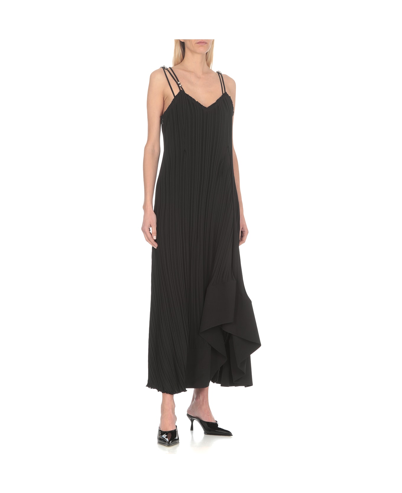 Lanvin Pleated Sleeveless Dress - Black