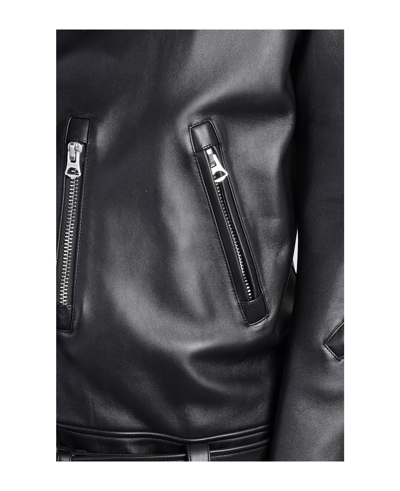 Acne Studios Nate Clean Biker Jacket In Black Leather - black