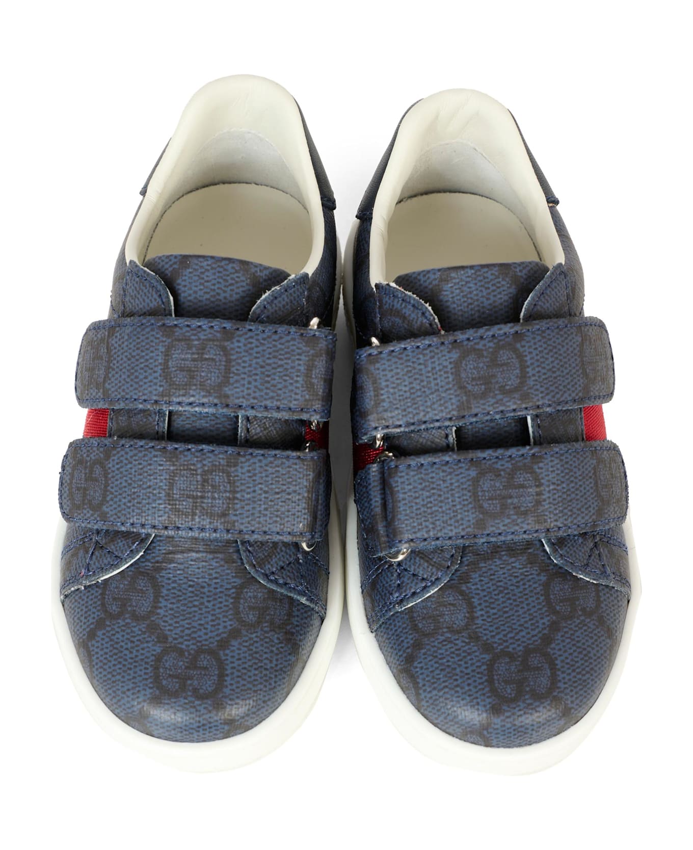 Gucci Blue Ace Sneakers For Kids With Web Detail - Blue