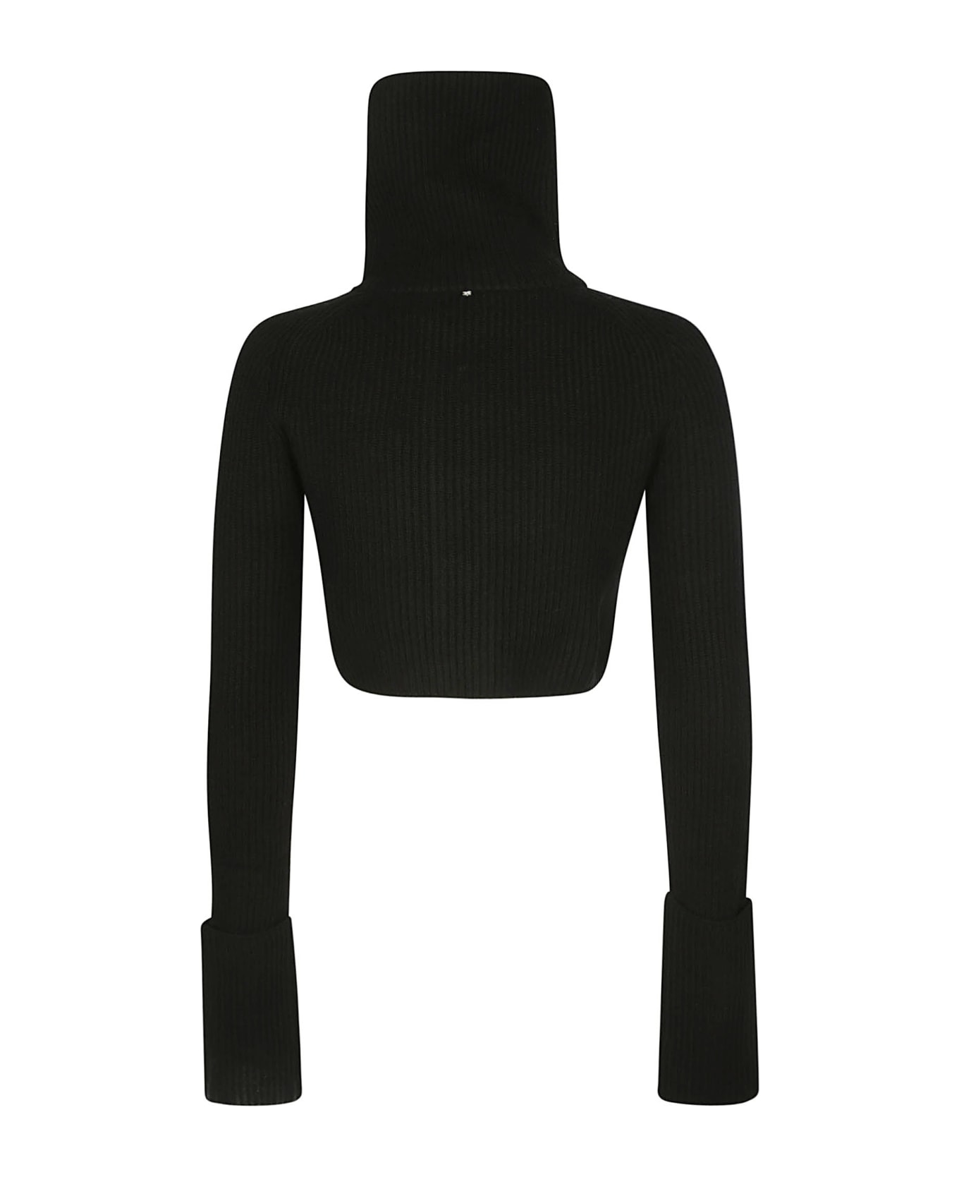 SportMax Long-sleeved Cropped Cardigan - BLACK