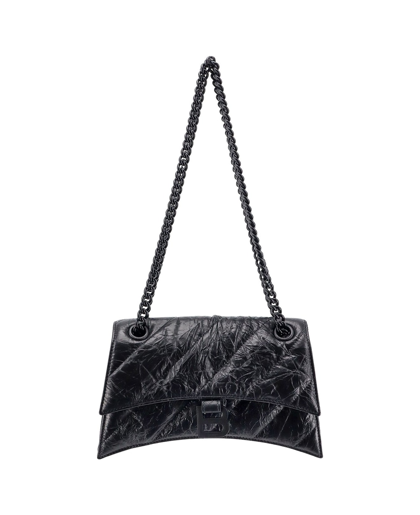 Balenciaga Crush Monogrammed Shoulder Bag - Black