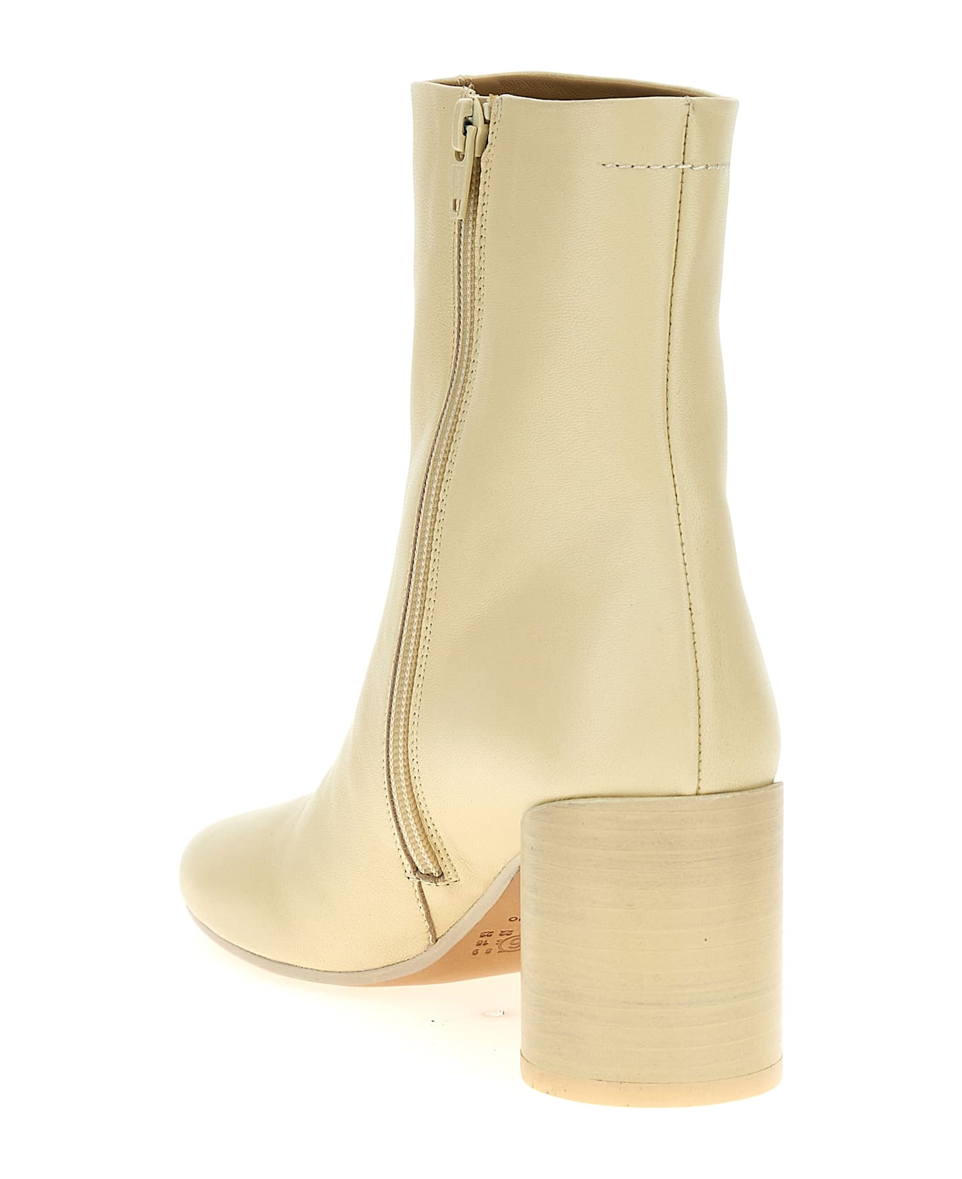 MM6 Maison Margiela Leather Ankle Boots - IVORY