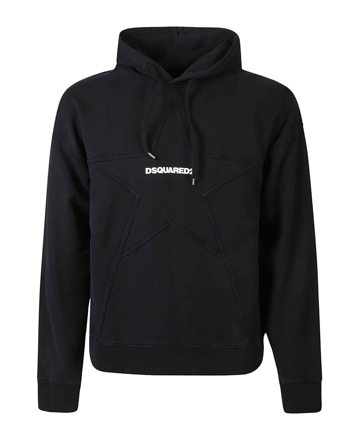 Dsquared2 Relaxed Fit Logo Hoodie - Black フリース