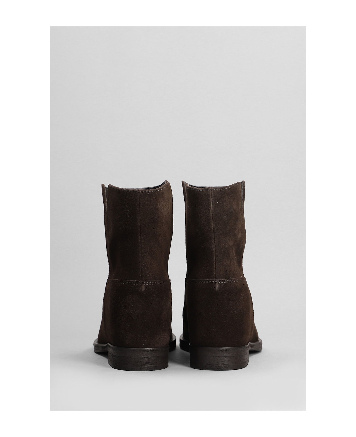 Via Roma 15 Ankle Boots Inside Wedge In Dark Brown Suede - dark brown
