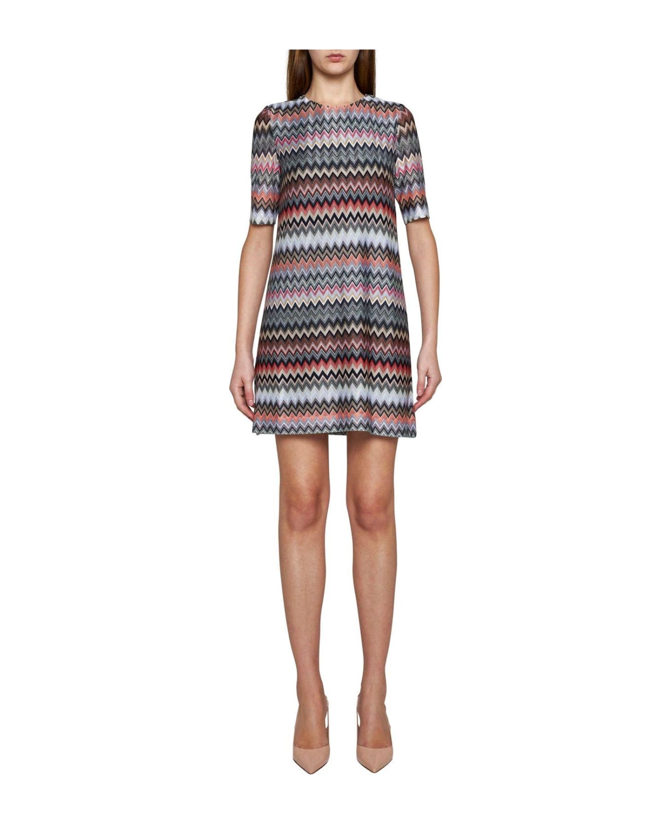 Missoni Zigzag Crewneck Short-sleeved Dress - MultiColour