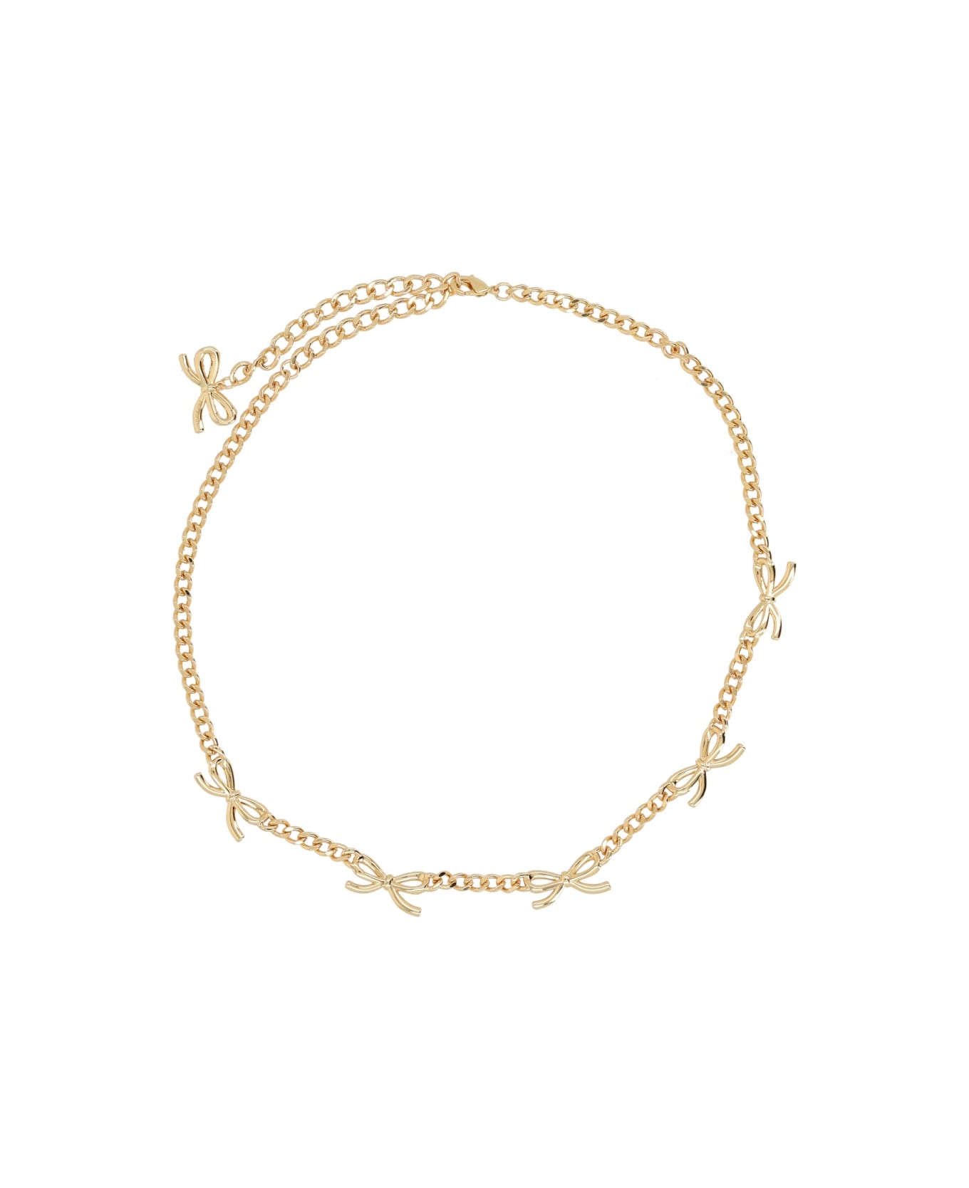 self-portrait Necklace With Bows And Crystals - GOLD