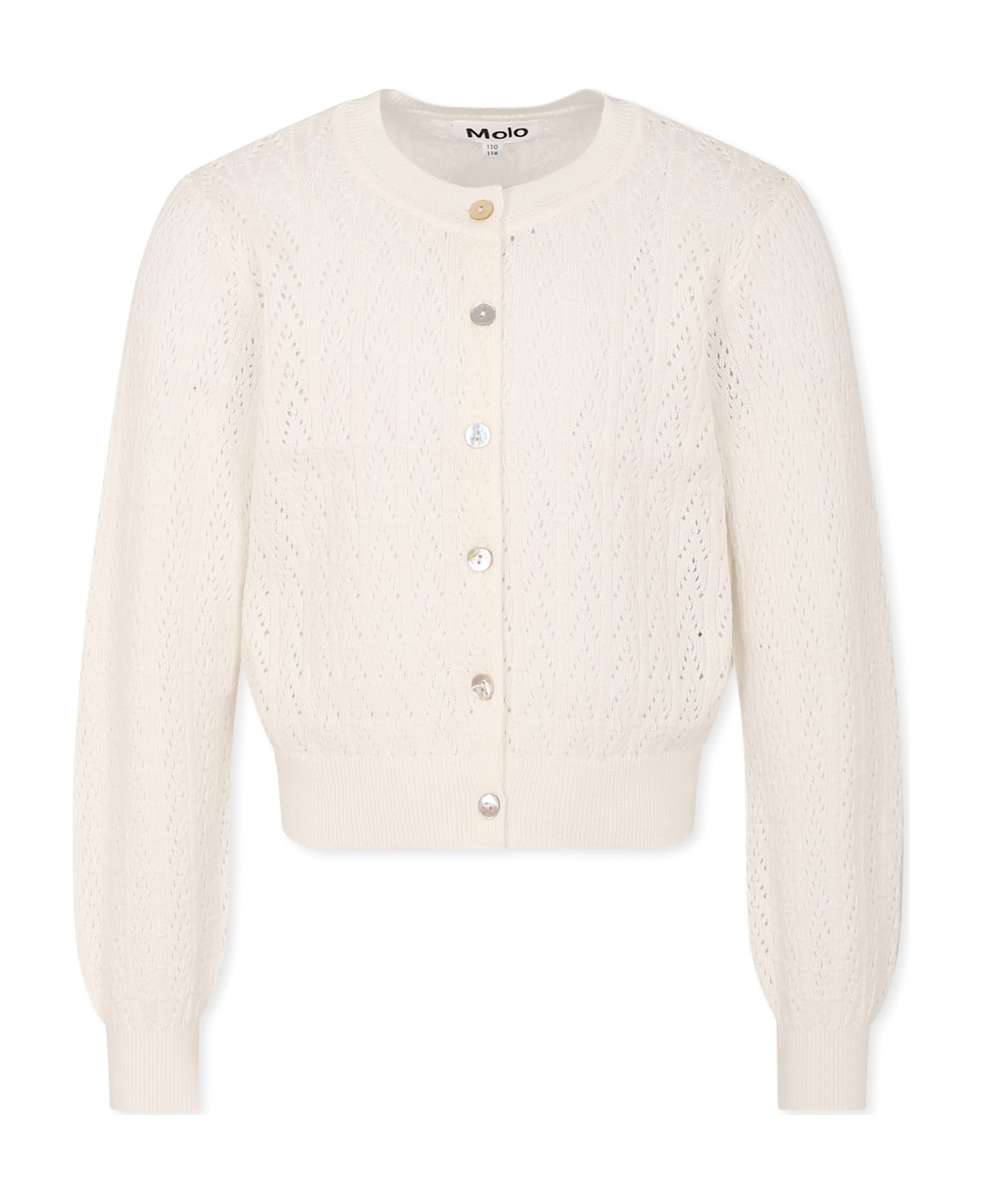 Molo White Cardigan For Girl - White