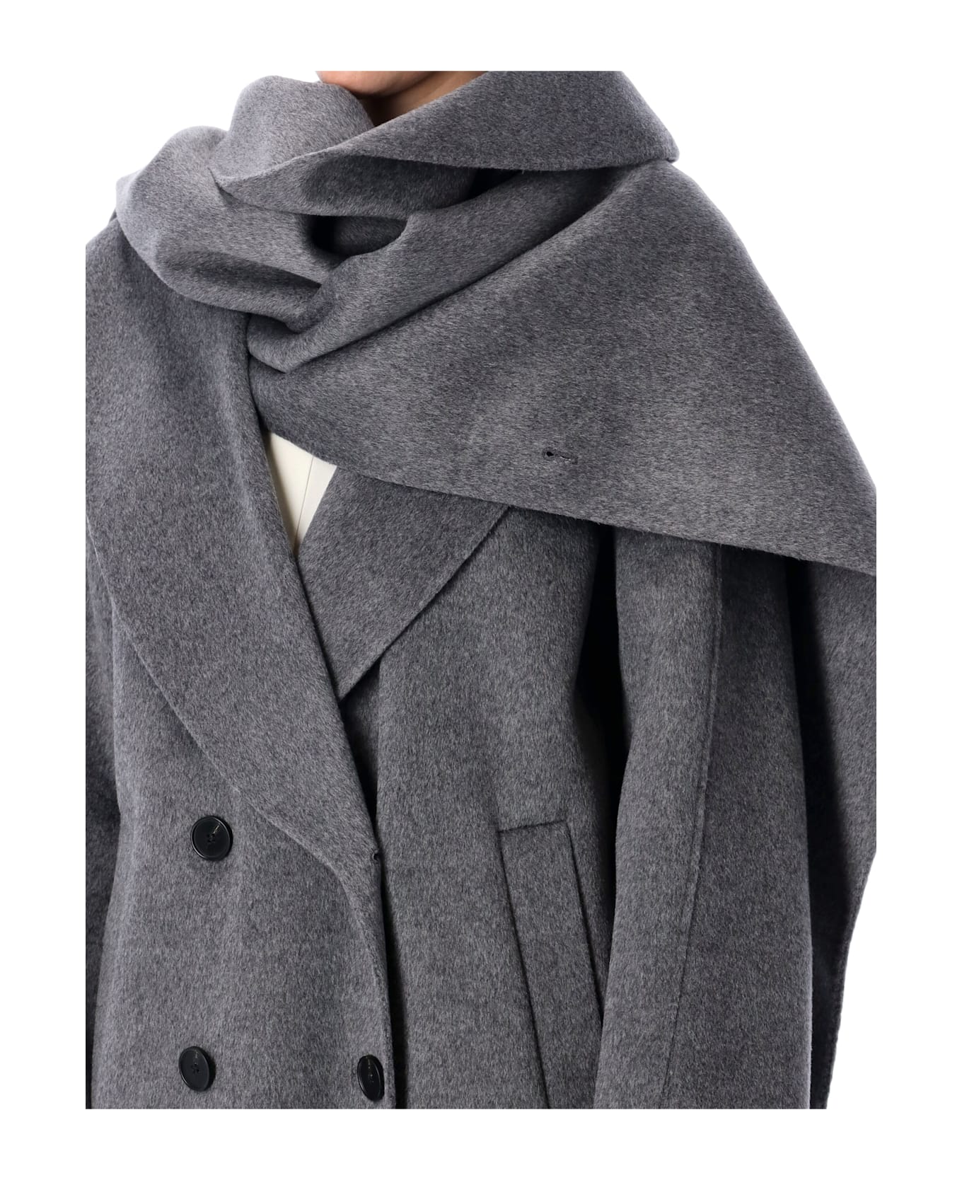 Róhe Signature Double-faced Scarf Coat - GREY MELANGE