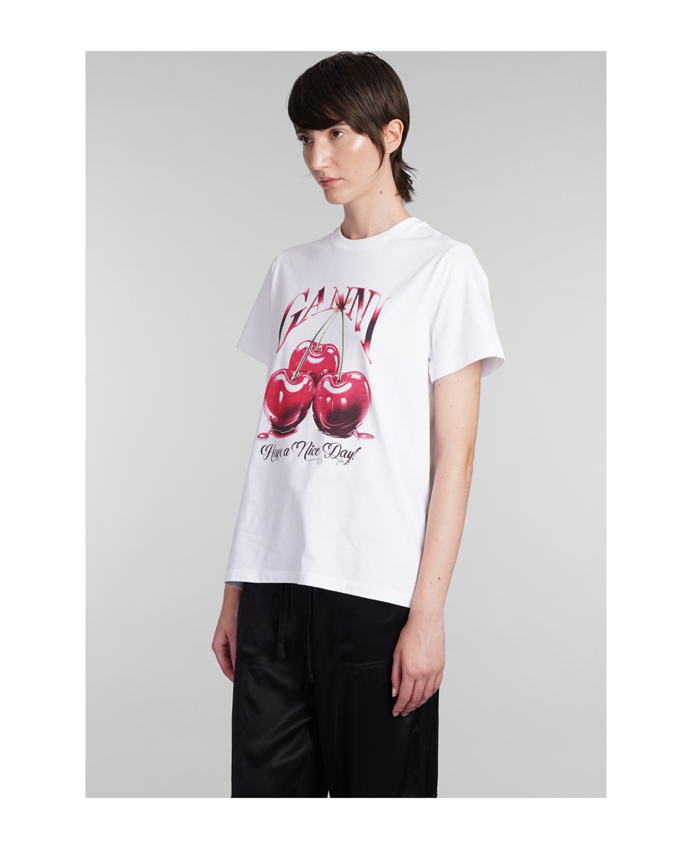Ganni T-shirt In White Cotton - white Tシャツ