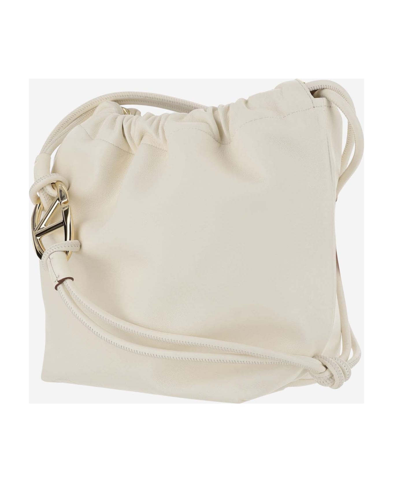 Valentino Garavani Vlogo Pouf Pouch Bag In Nappa Leather - White