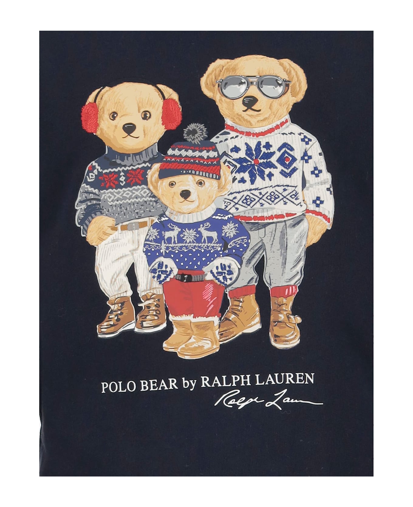 Ralph Lauren Cotton Blend Hoodie With Polo Bear Pattern - Navy