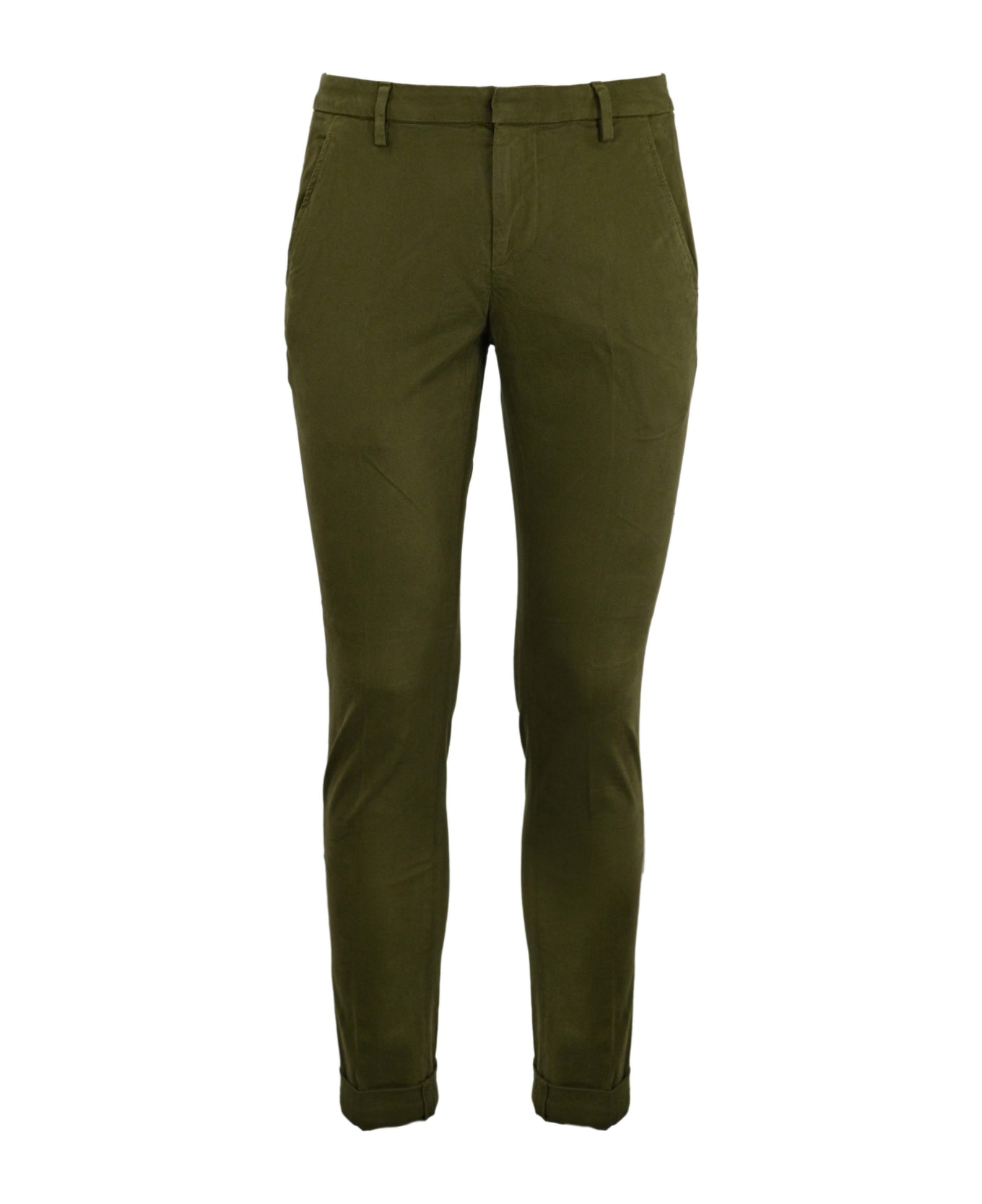 Dondup Slim Gaubert Trousers In Warm Hand Stretch Gabardine Dondup - MILITARY GREEN