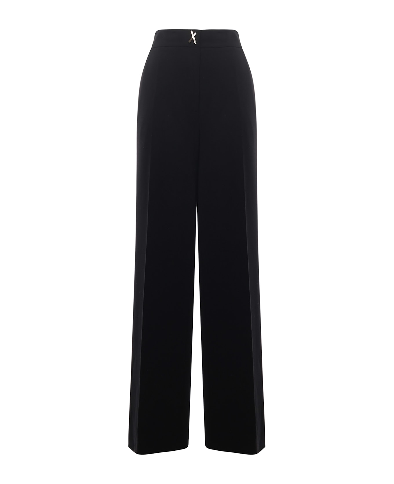 Genny Tailored Palazzo Trousers With X Detail - Black