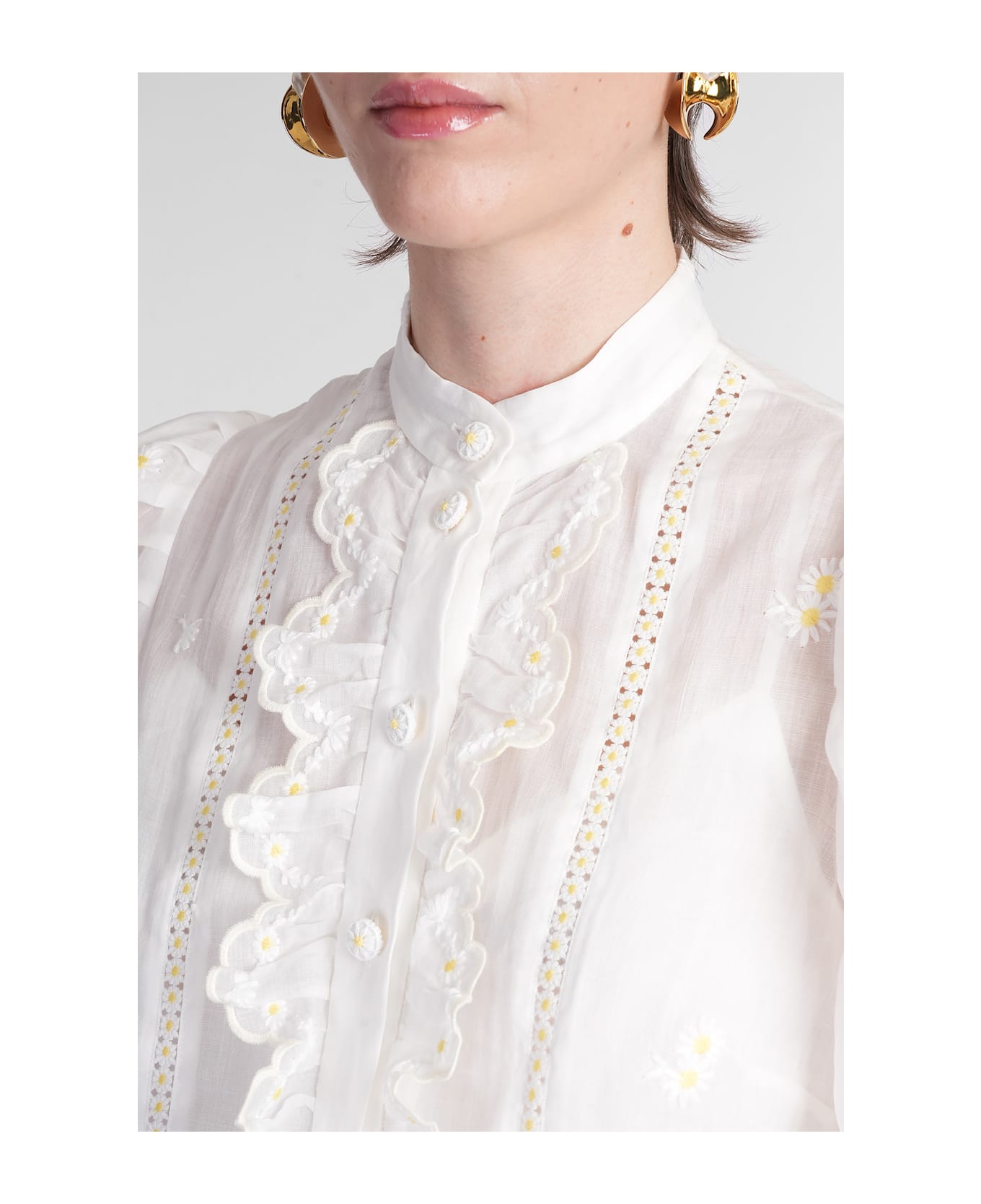 Zimmermann Shirt In White Ramie - white