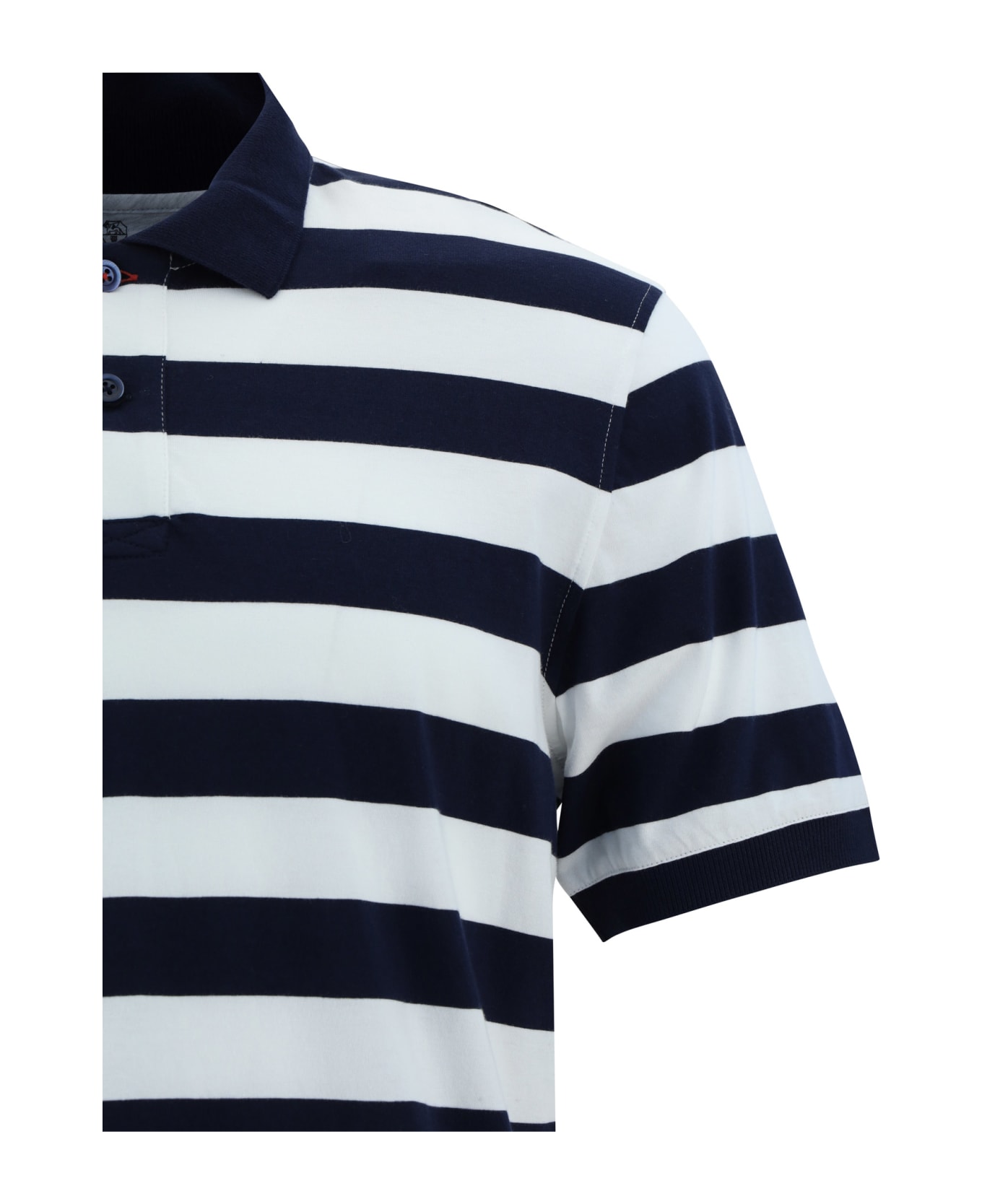 Brunello Cucinelli Polo Shirt - Bianco/blue ポロシャツ