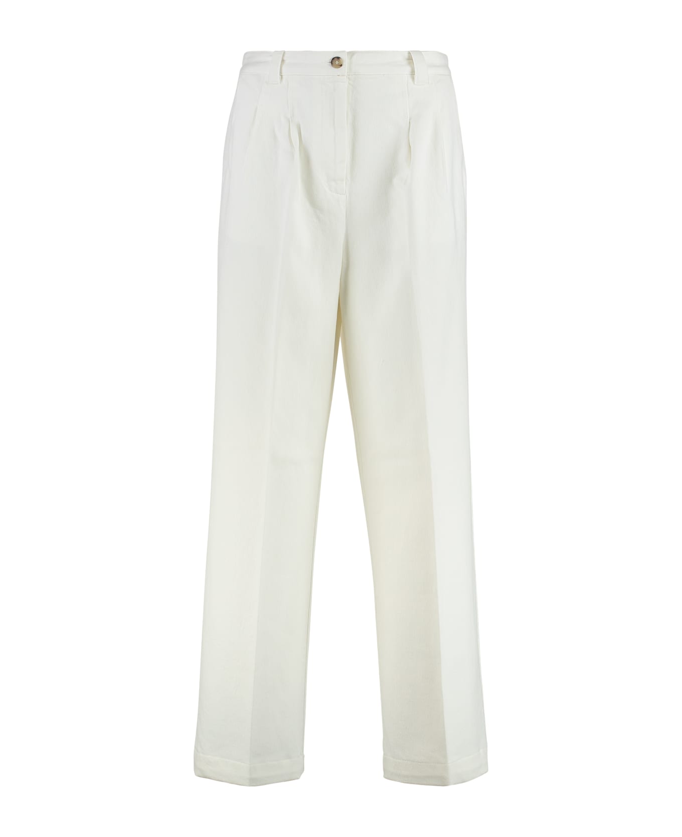A.P.C. Tressie Cotton Blend Wide Leg Trousers - White
