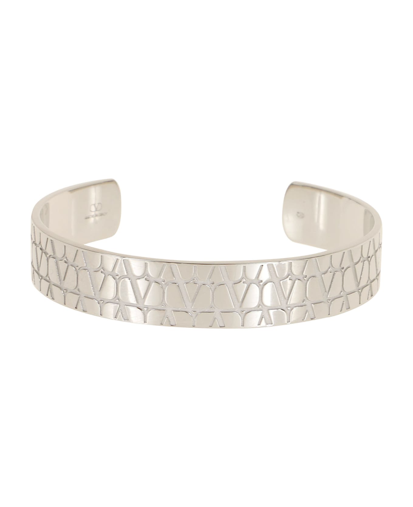 Valentino Garavani Silver Metal Vlogo Bracelet - Palladium