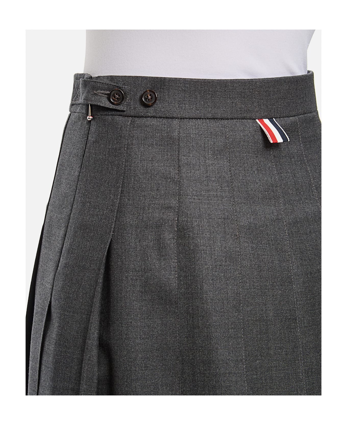 Thom Browne Pleated Midi Skirt - Grey