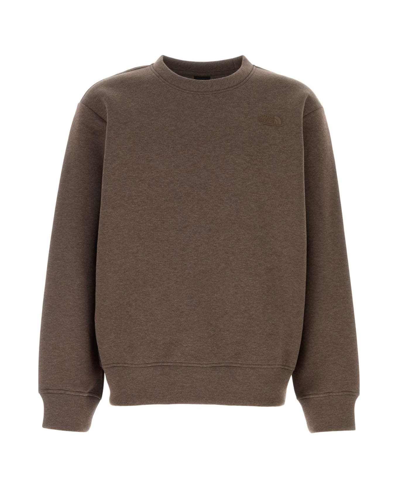 The North Face Brown Cotton Blend Sweatshirt - SMOKEYBROWNHEATHER
