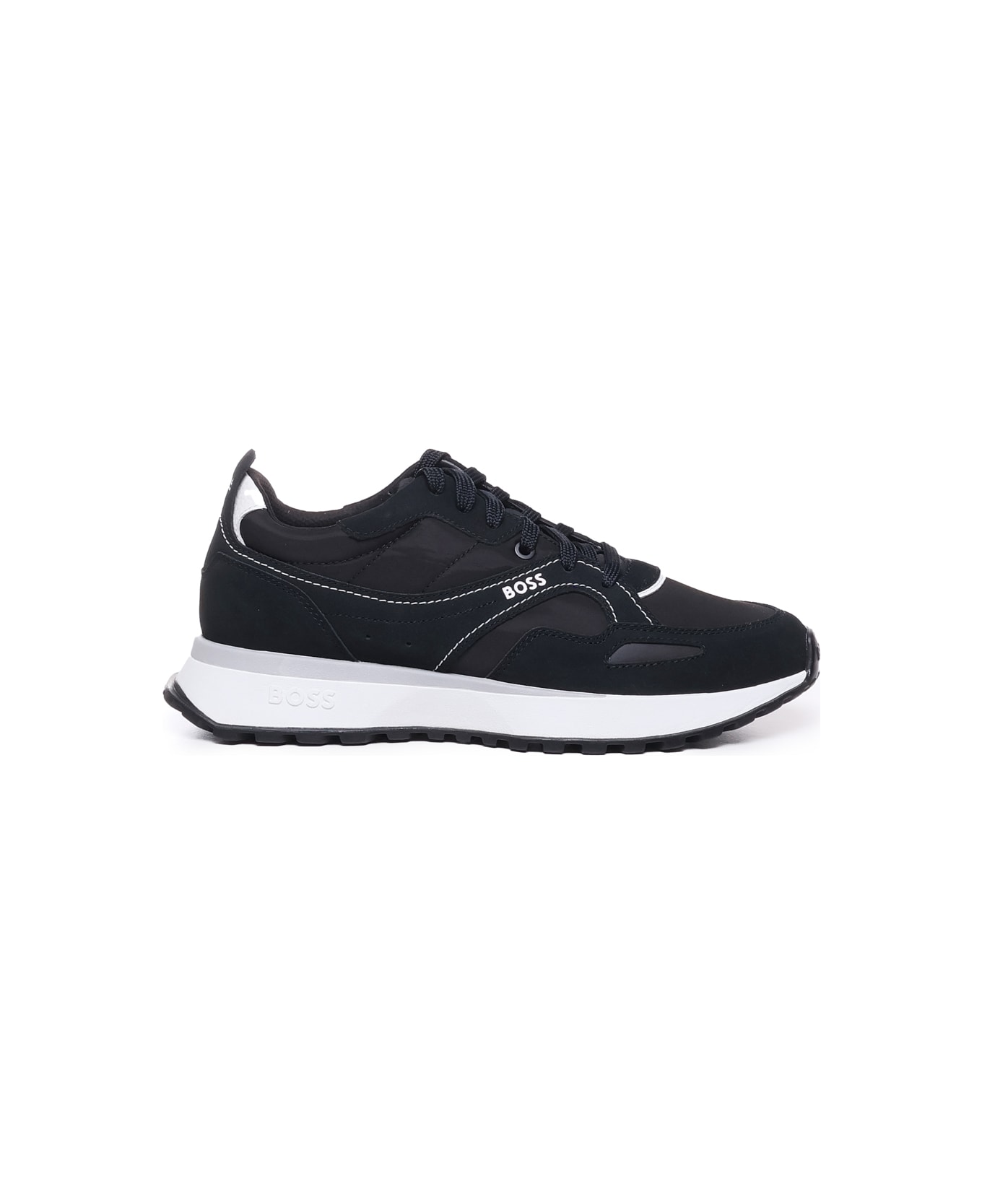 Hugo Boss Leather Sneakers With Logo - Black