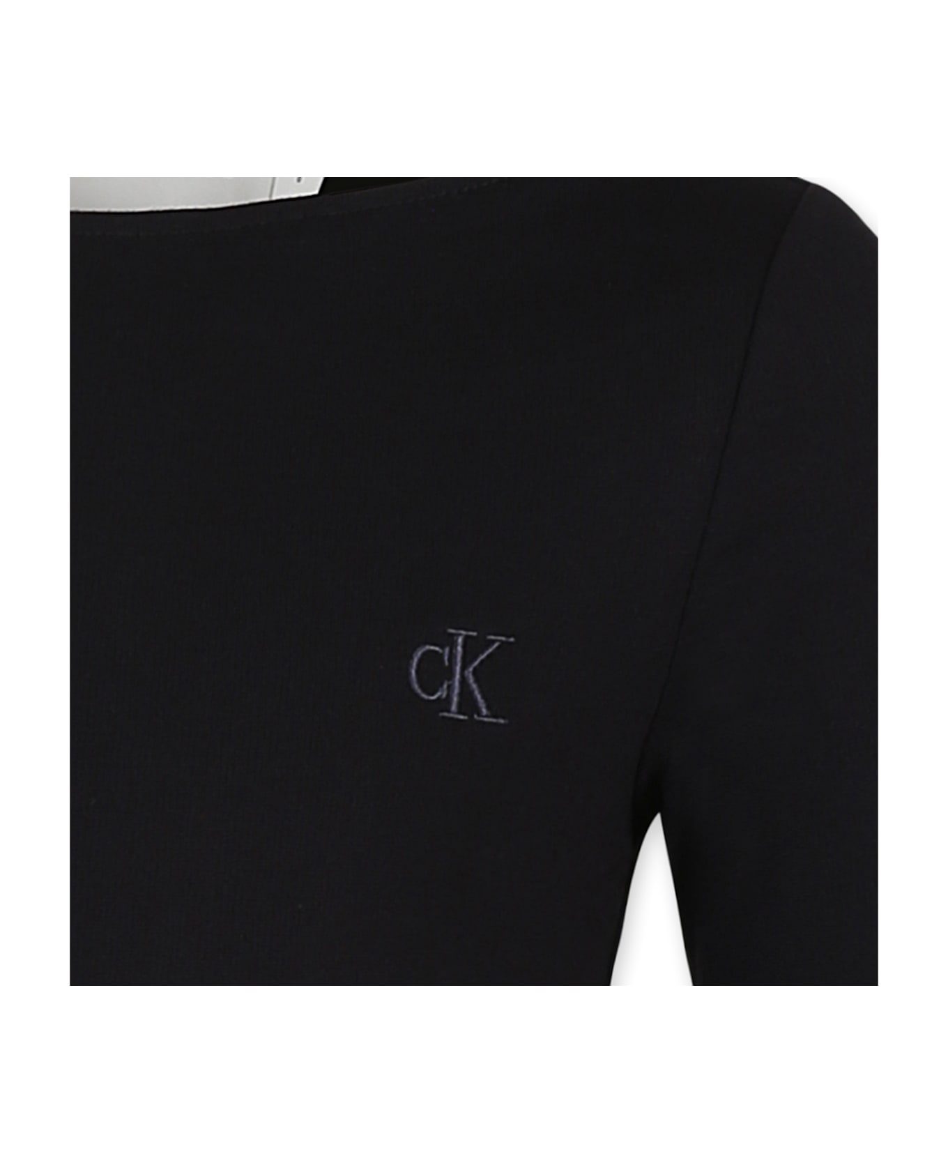 Calvin Klein Black Dress For Girl With Logo - Black
