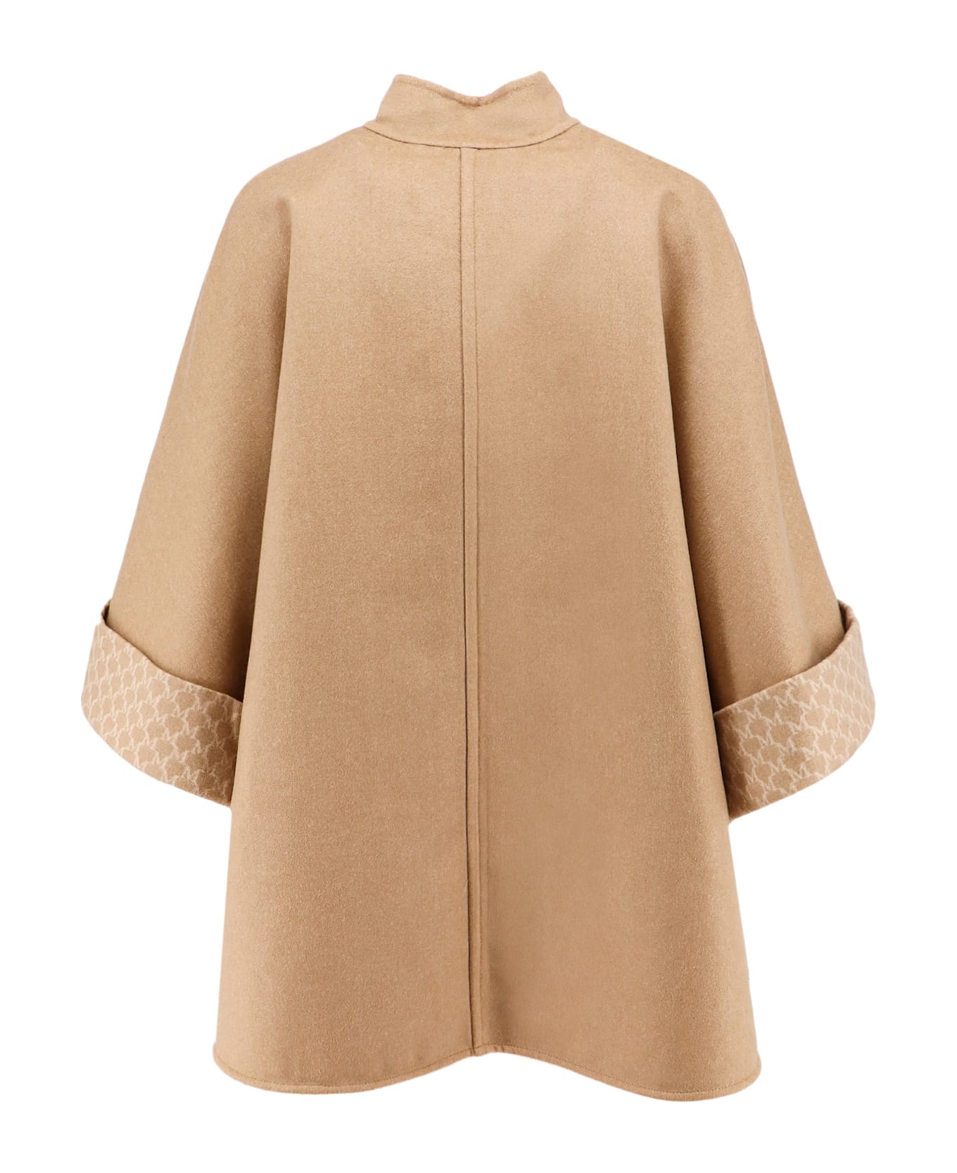 Max Mara Virgin Wool And Cashmere Cape Wih Pockets On The Front - Beige
