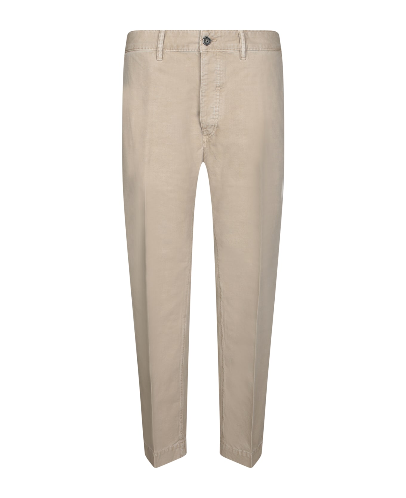 Nine in the Morning Sand Cotton Straight Bull Trousers - Beige