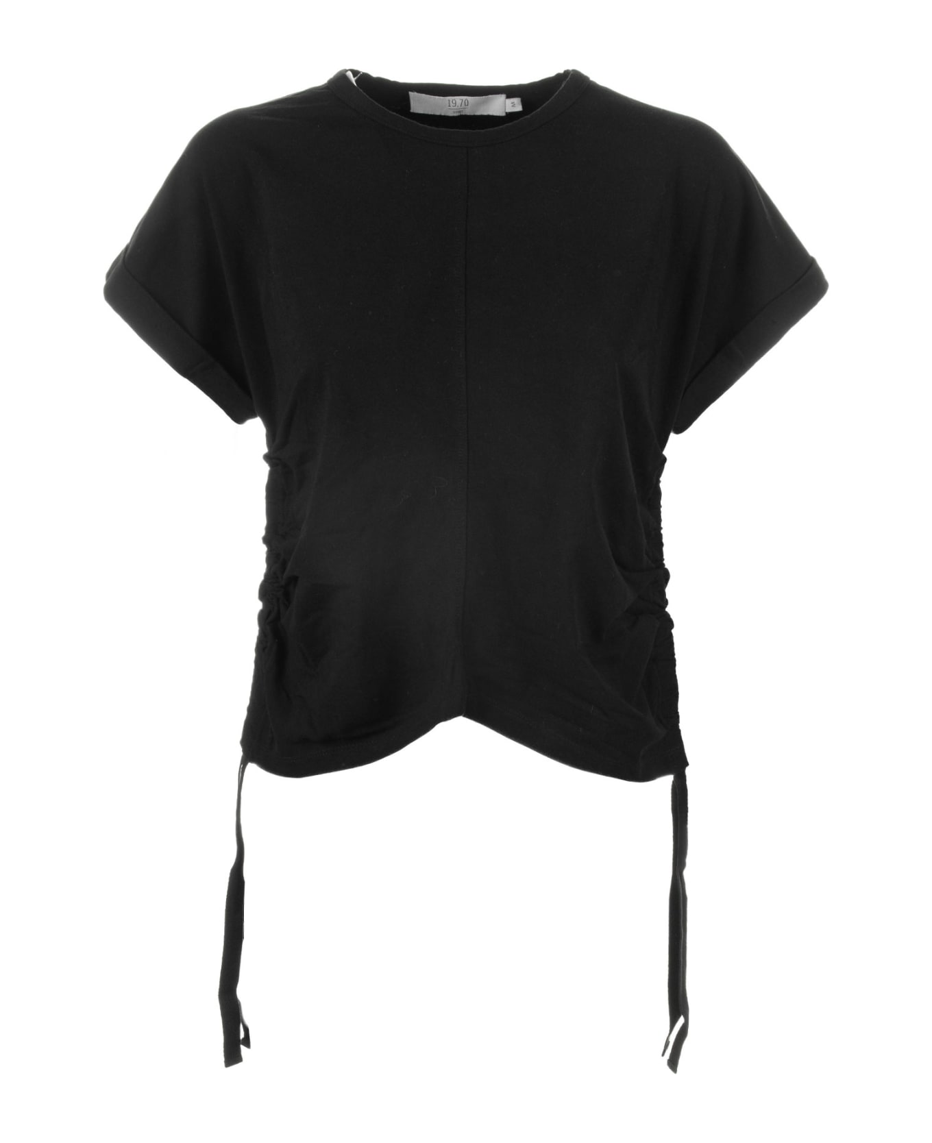 19.70 Nineteen Seventy Black T-shirt Withadjustable Side Gathering - NERO