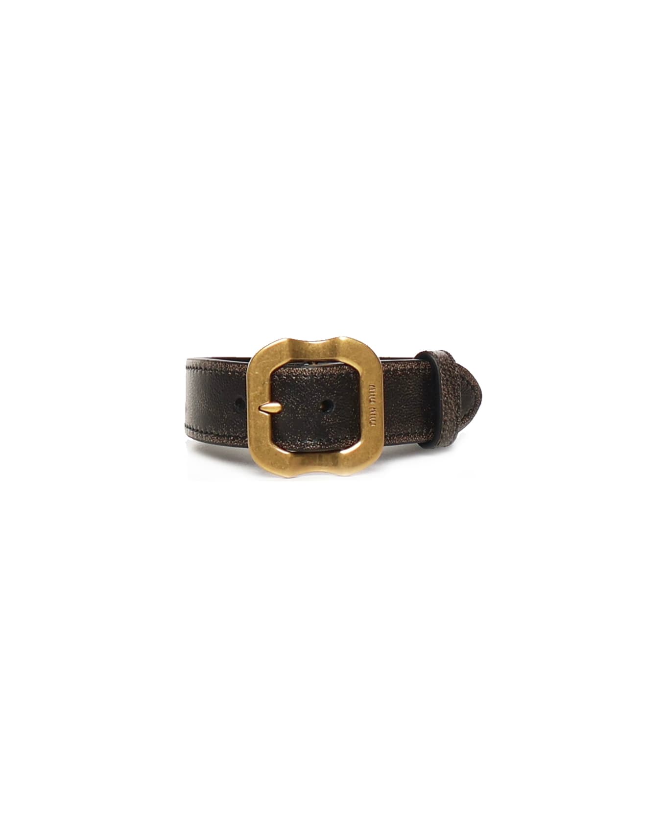 Miu Miu Leather Bracelet With Buckle - Coffee