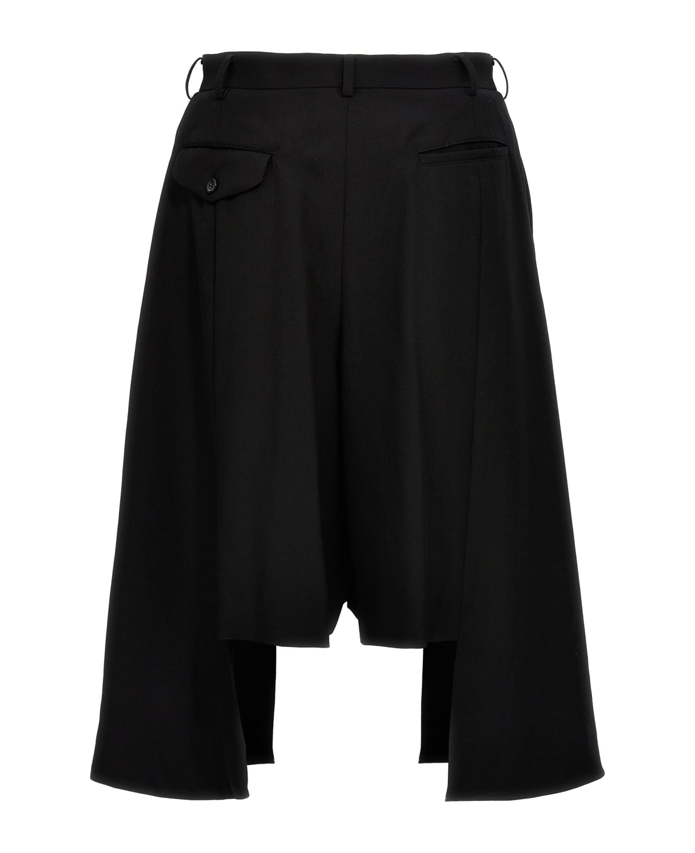 Comme Des Garçons Homme Plus Pleated Wool Bermuda Shorts - Black  