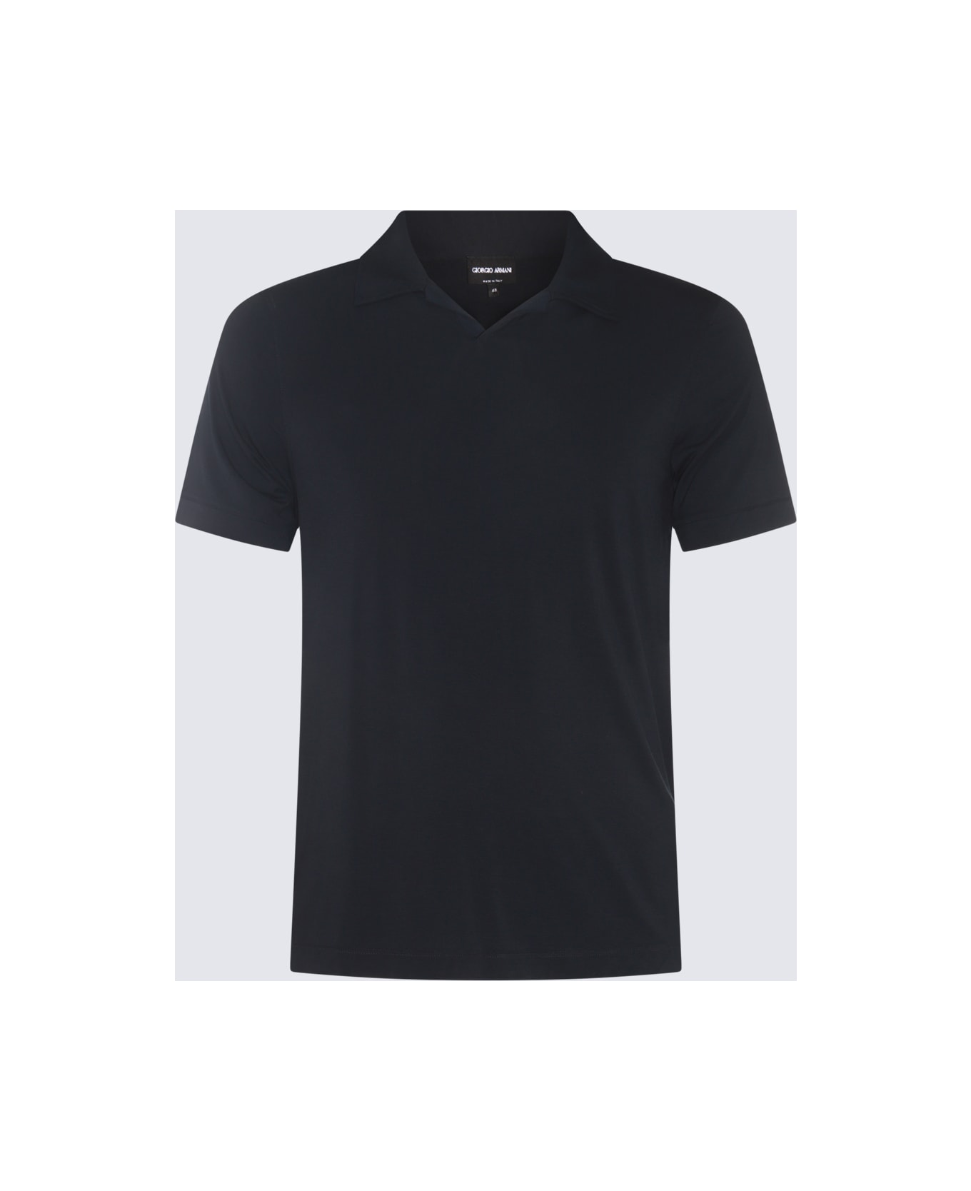 Giorgio Armani Black Viscose Polo Shirt - Blue