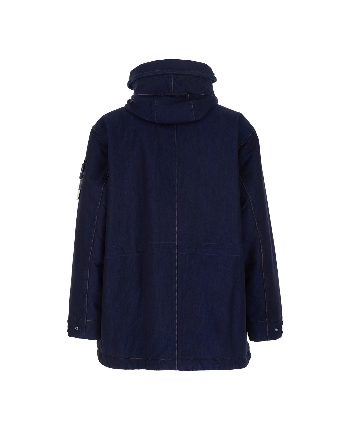 Stone Island Blue Jacket With Removable Hood And Logo Patch On The Sleeve In Denim Man - MULTICOLOUR