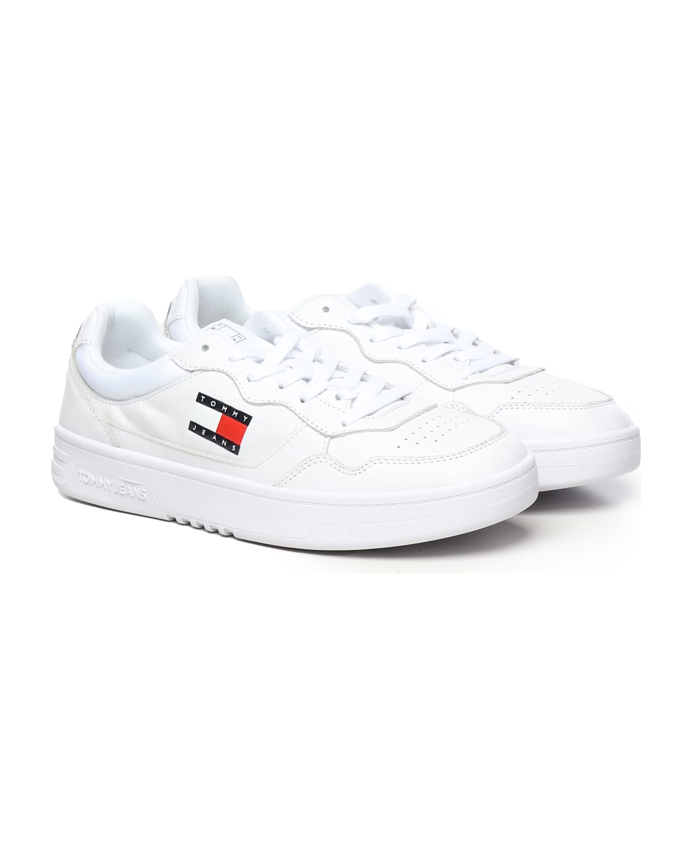 Tommy Hilfiger Leather Sneakers With Logo - White