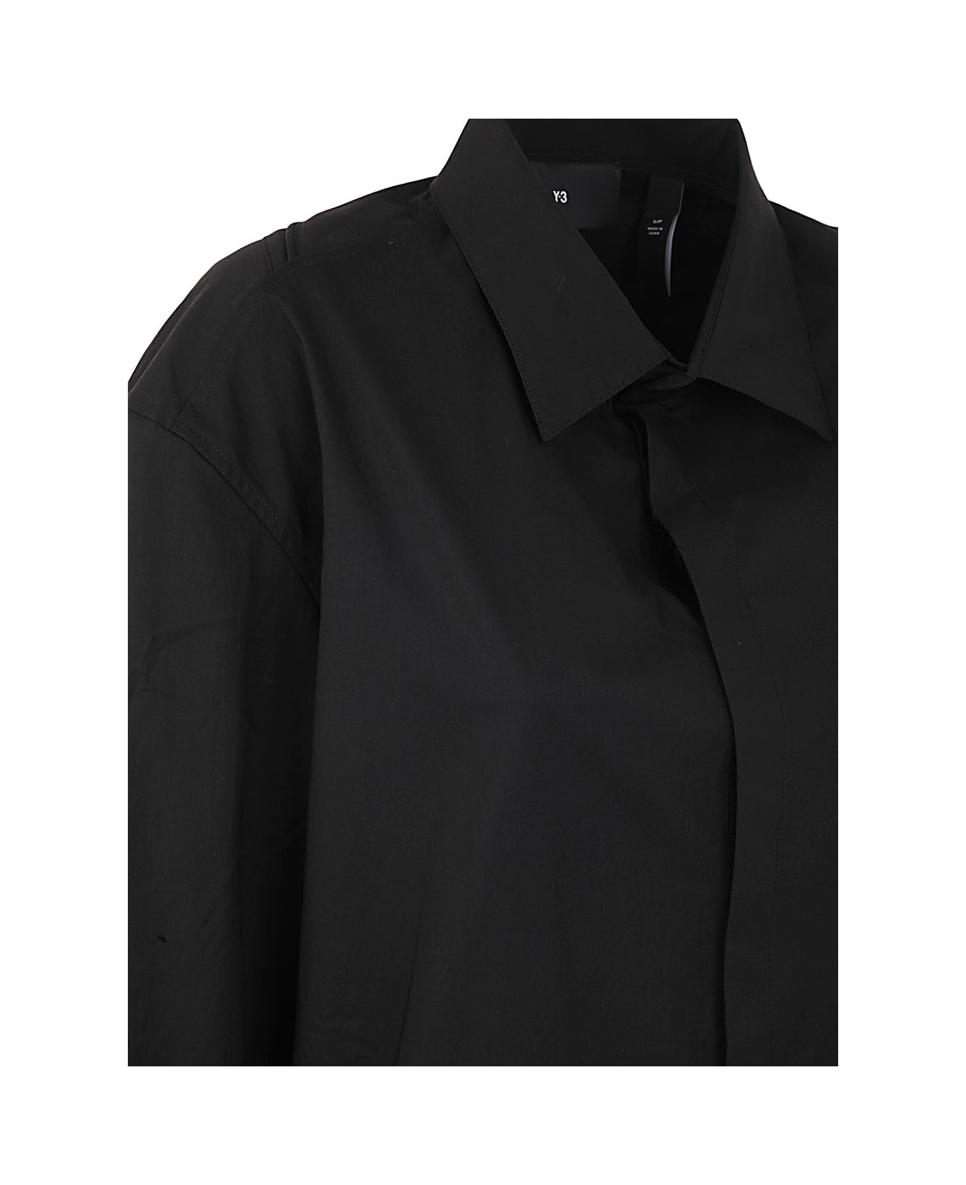 Y-3 Long Sleeves Polo Neck Midi Dress - Black