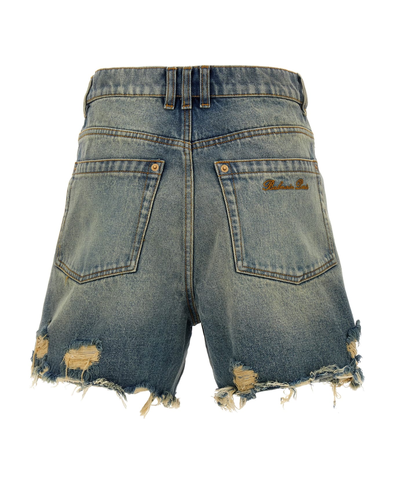 Balmain Distressed Denim Shorts - LIGHT BLUE ショートパンツ