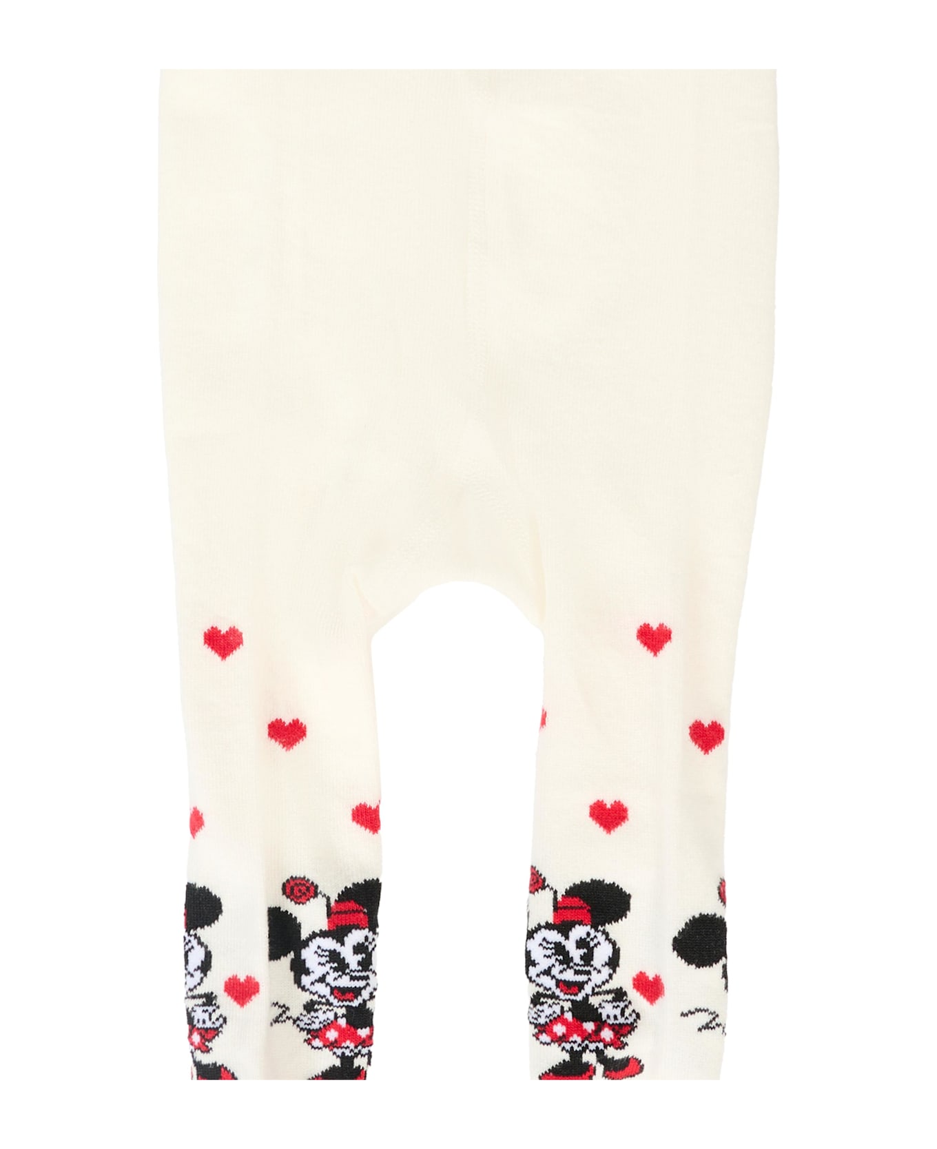 Monnalisa White Tights For Baby Girl With Minnie - White