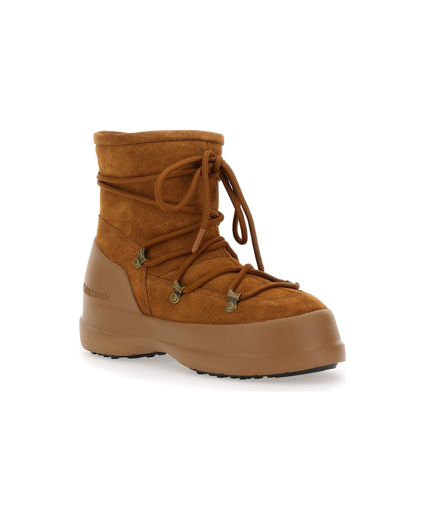 Moon Boot 
luna
 Brown Ankle Boots With Laces In Suede And Tech Fabric Woman - Brown