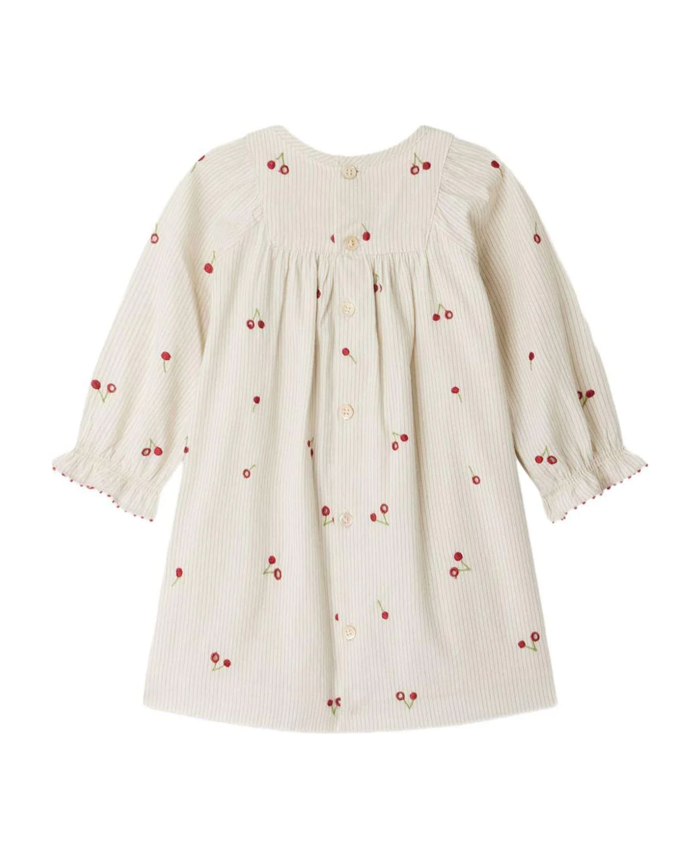 Bonpoint Ivory Dress For Baby Girl With Cherries - Ivory
