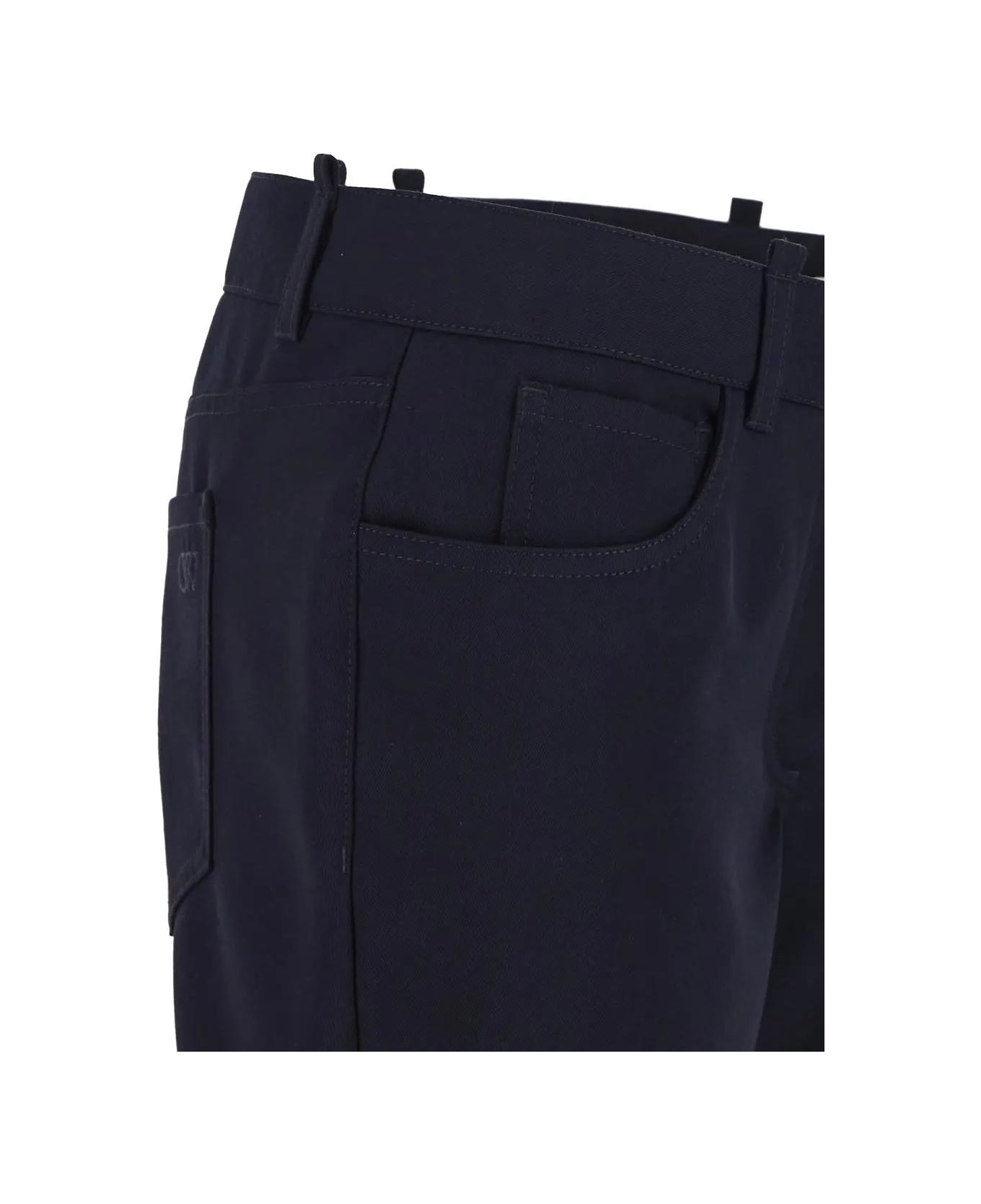 Off-White Dry Wool Slim Flared Trousers - Cobalt Blue ボトムス
