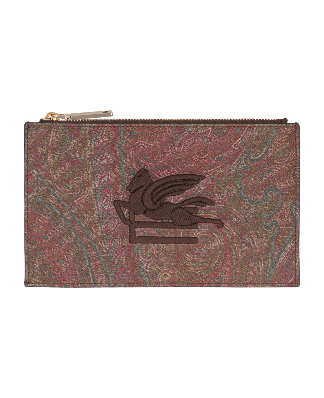 Etro Paisley Pochette With Pegaso Logo - brown